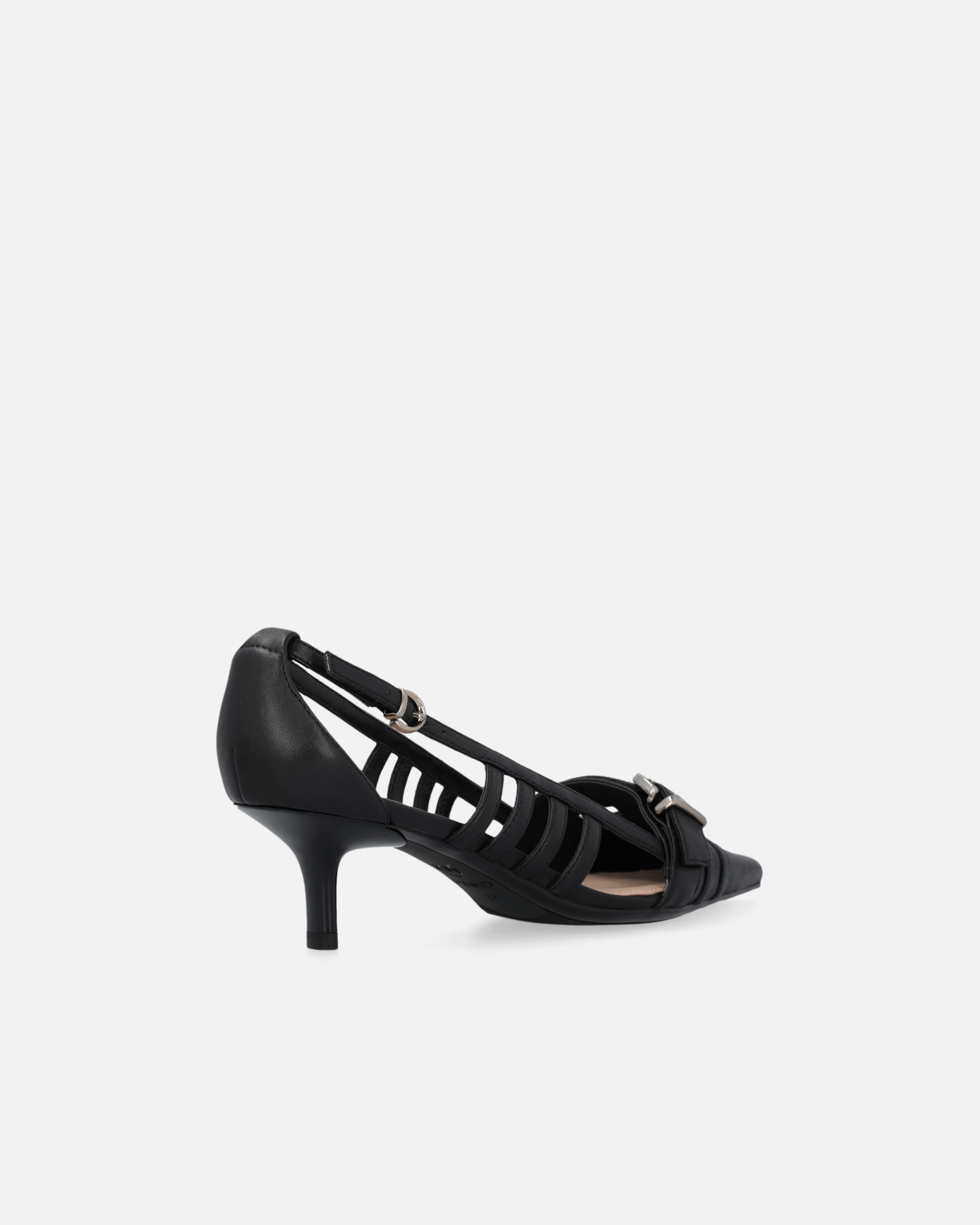 Pinko Black Mid-heel Pumps With Stylish Cutouts And Buckle Detail In Nero Limousine