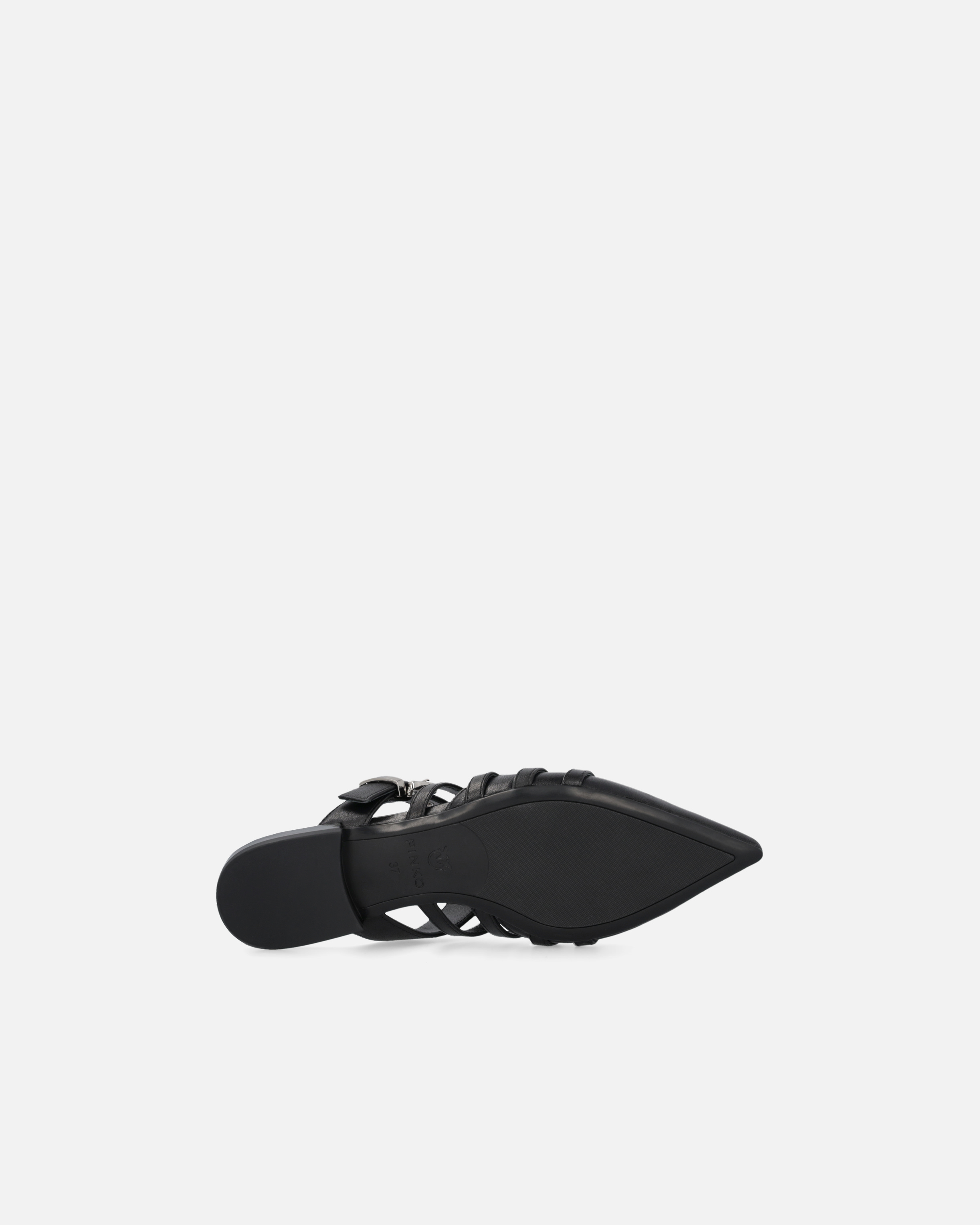 Pinko Pointed Nappa Leather Slippers With Straps In Nero Limousine
