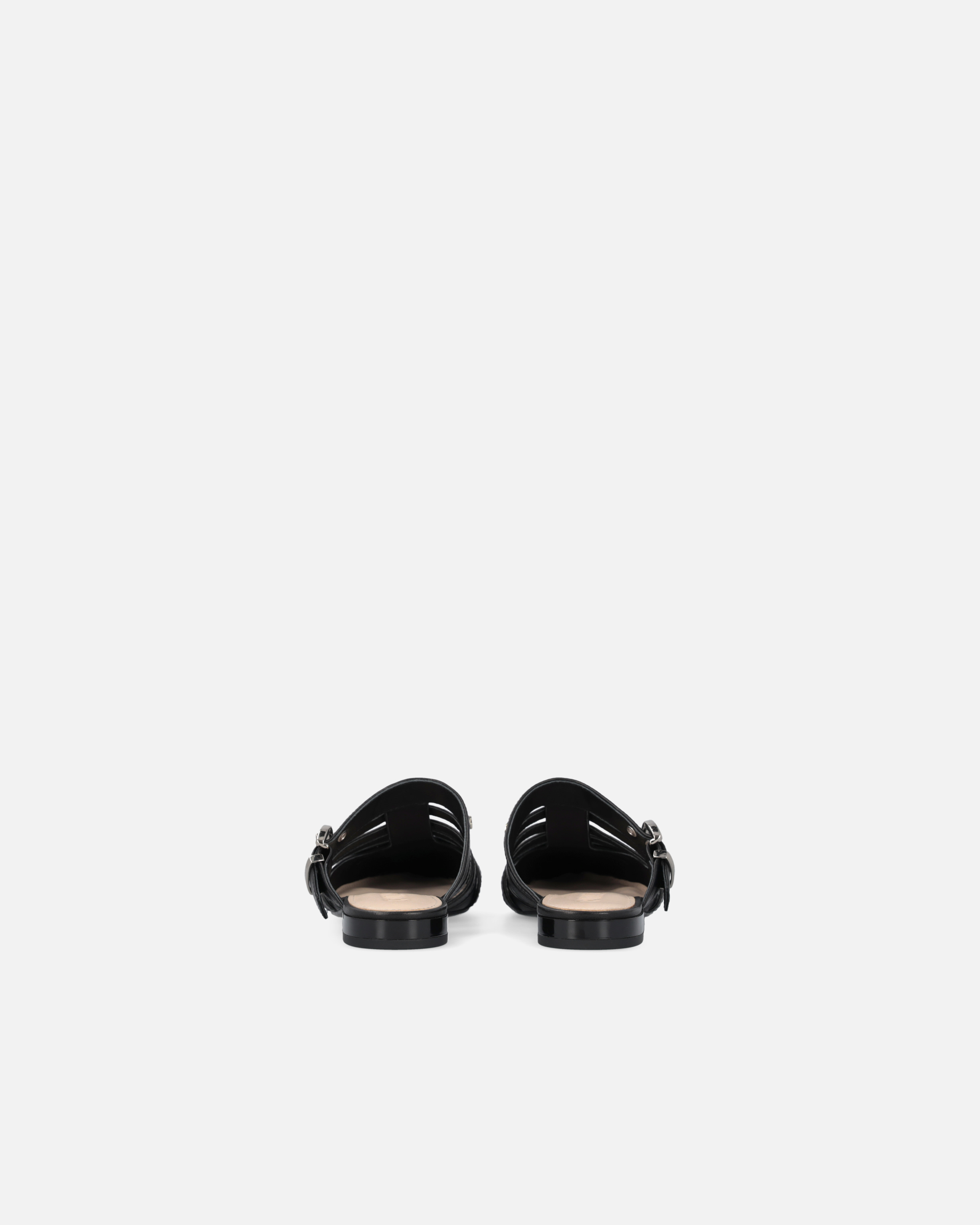 Pinko Pointed Nappa Leather Slippers With Straps In Nero Limousine