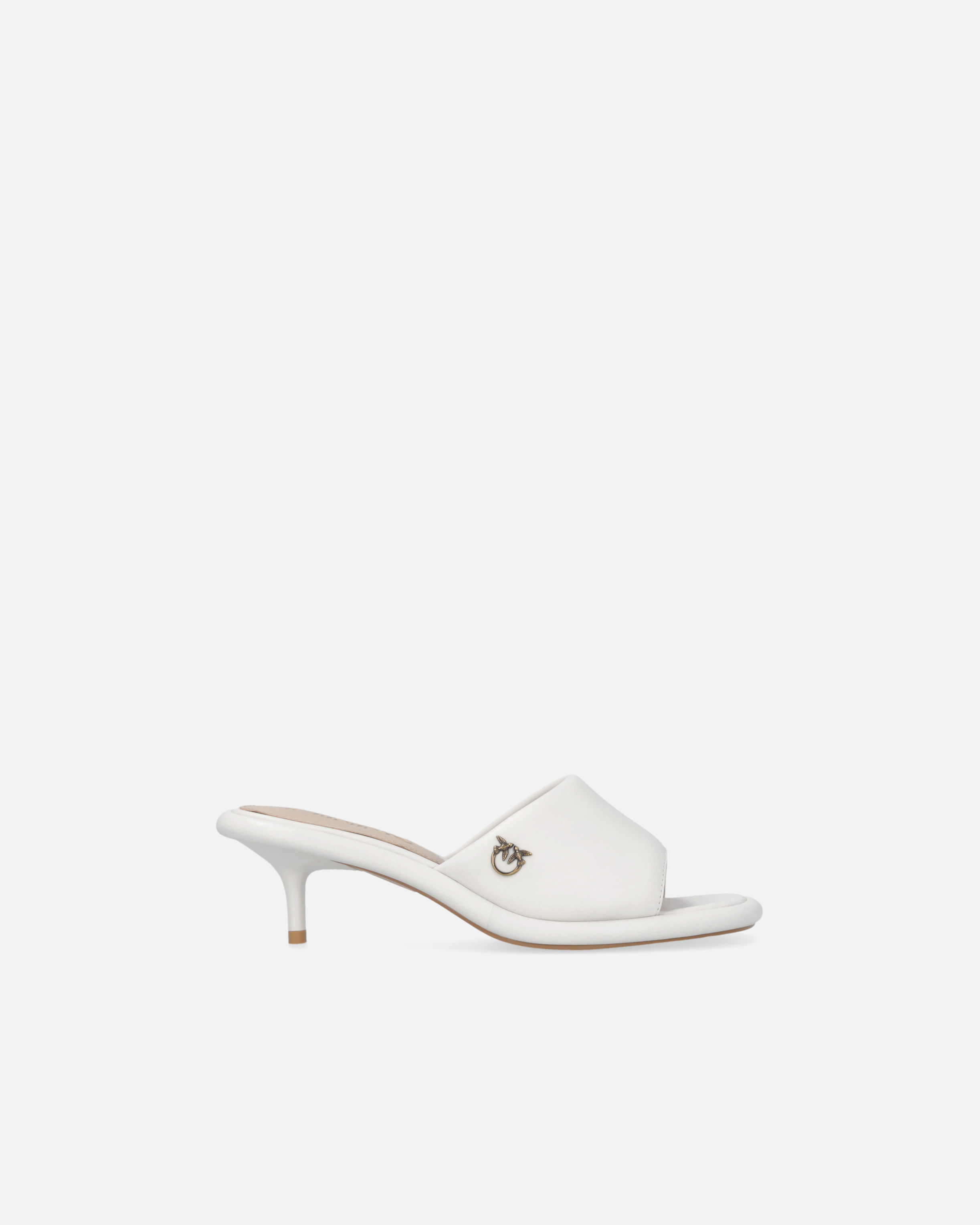 Nappa leather slip-on sandals with heel - White - large | Pinko 