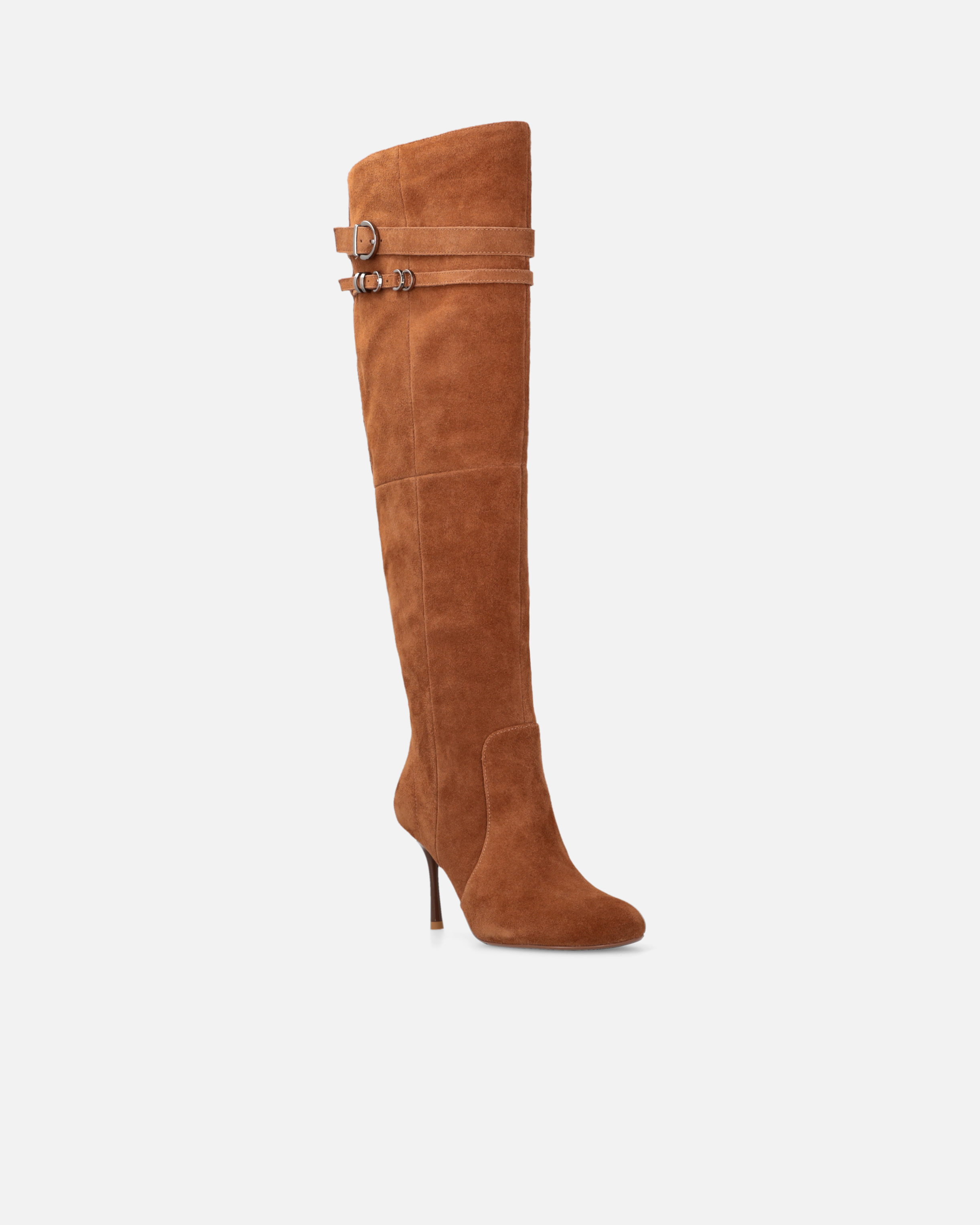 Pinko High Boots In Suede With Heel And Strap In Or Lamé