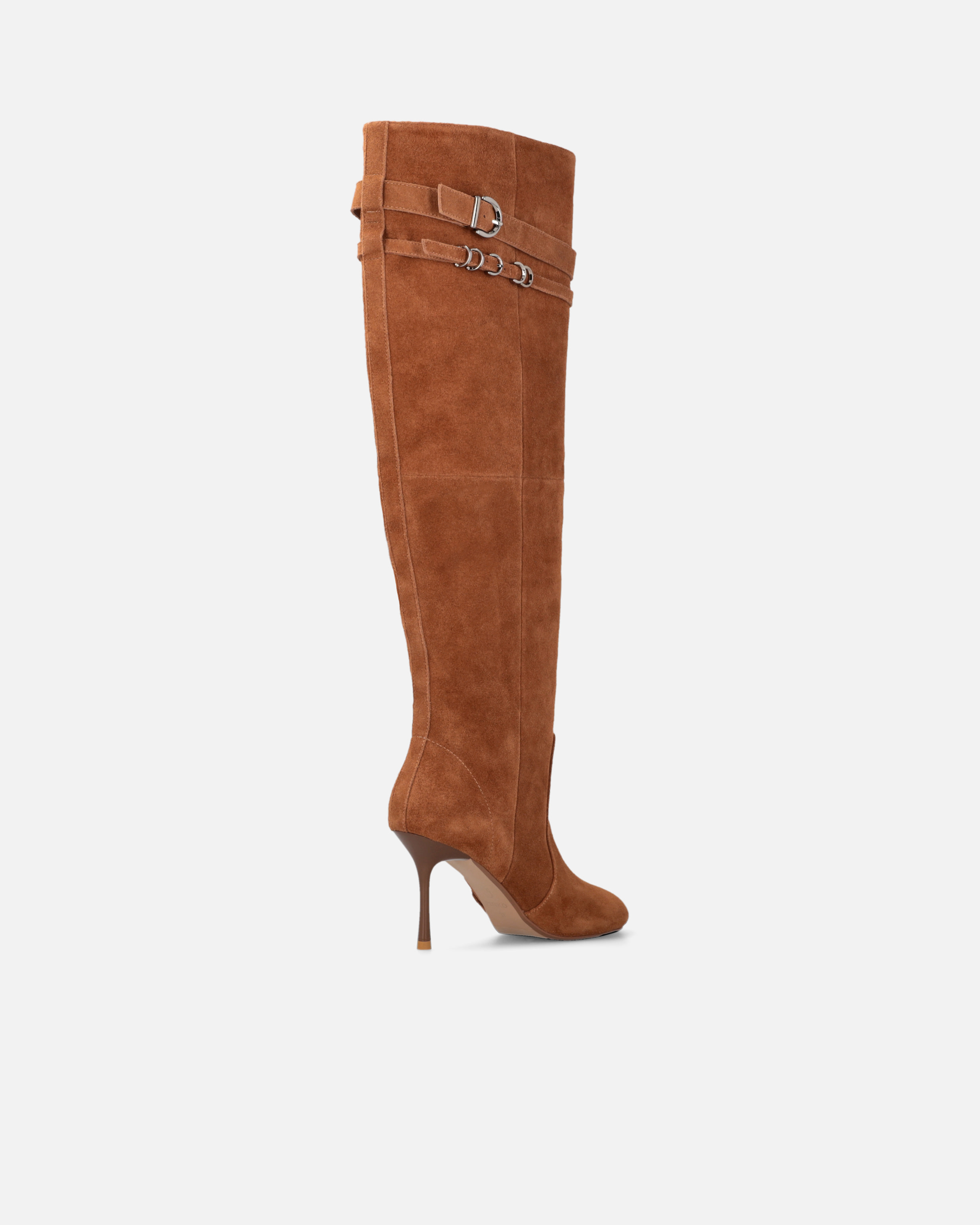 Pinko High Boots In Suede With Heel And Strap In Or Lamé