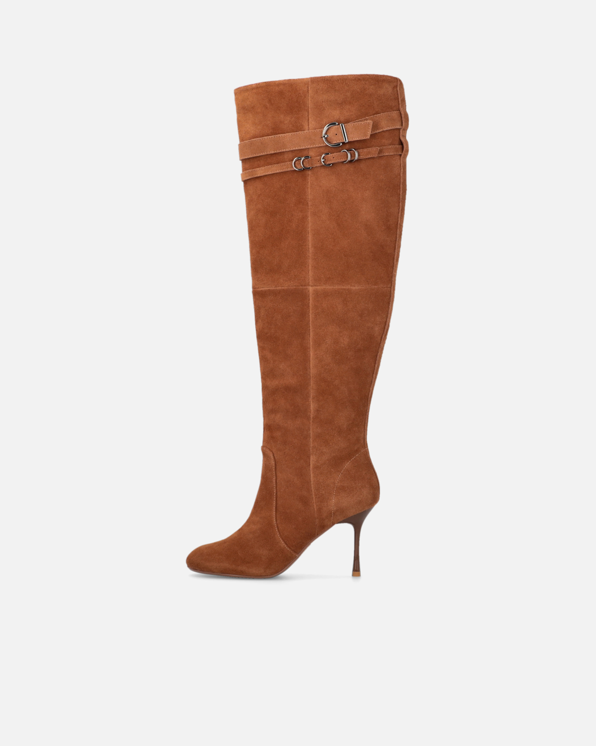 Pinko High Boots In Suede With Heel And Strap In Or Lamé