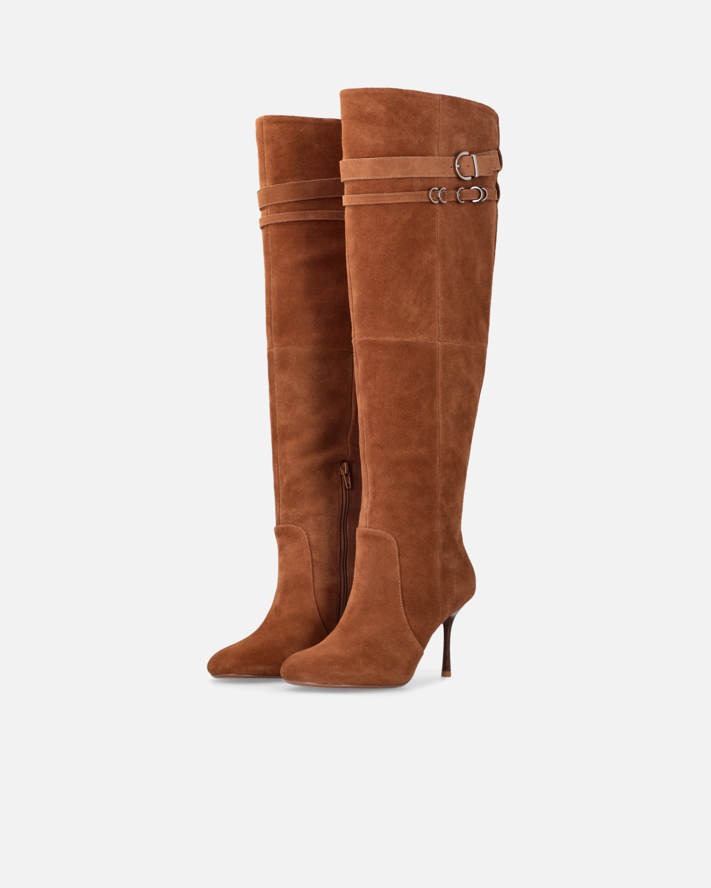 Pinko High Boots In Suede With Heel And Strap In Or Lamé