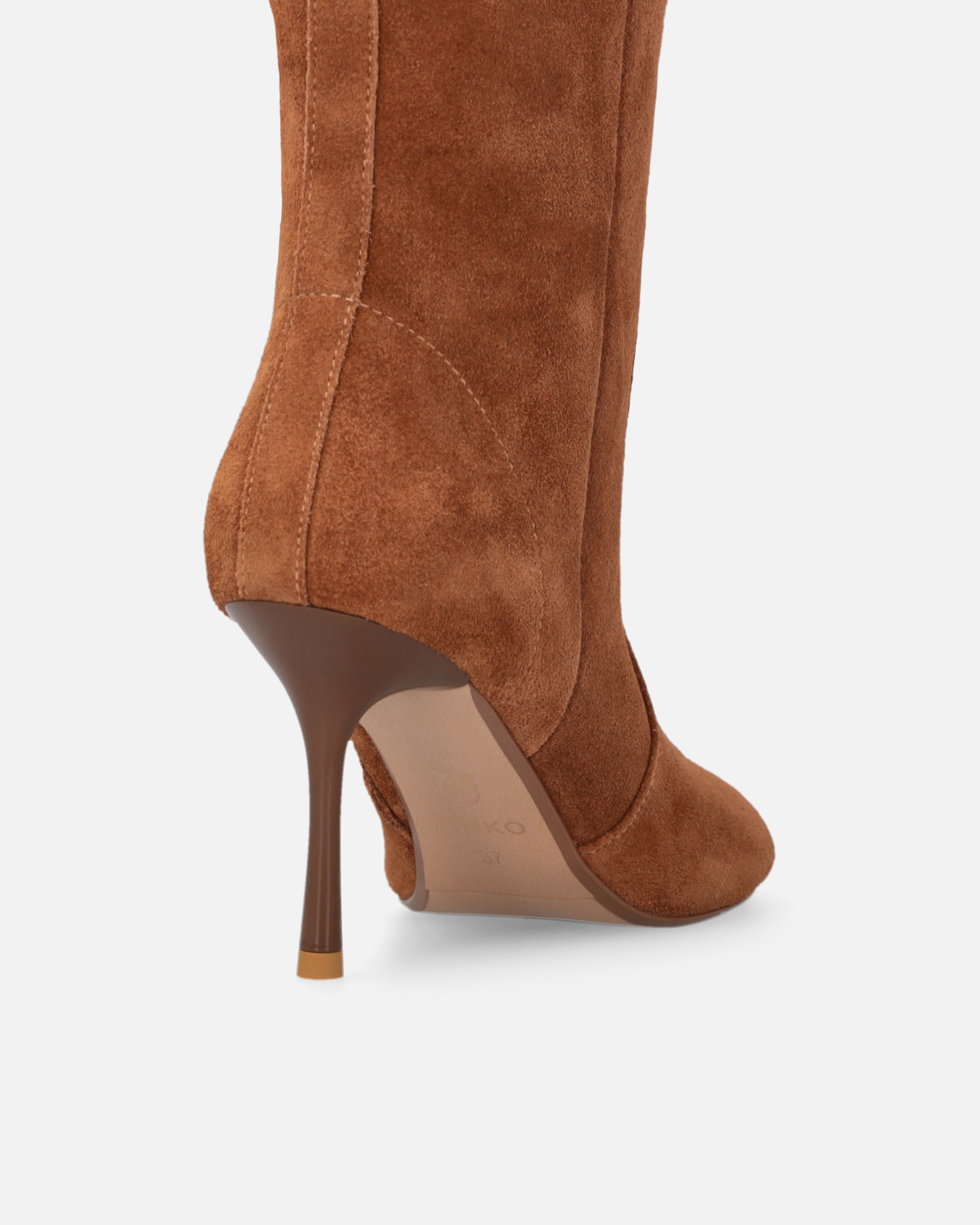 Pinko High Boots In Suede With Heel And Strap In Or Lamé