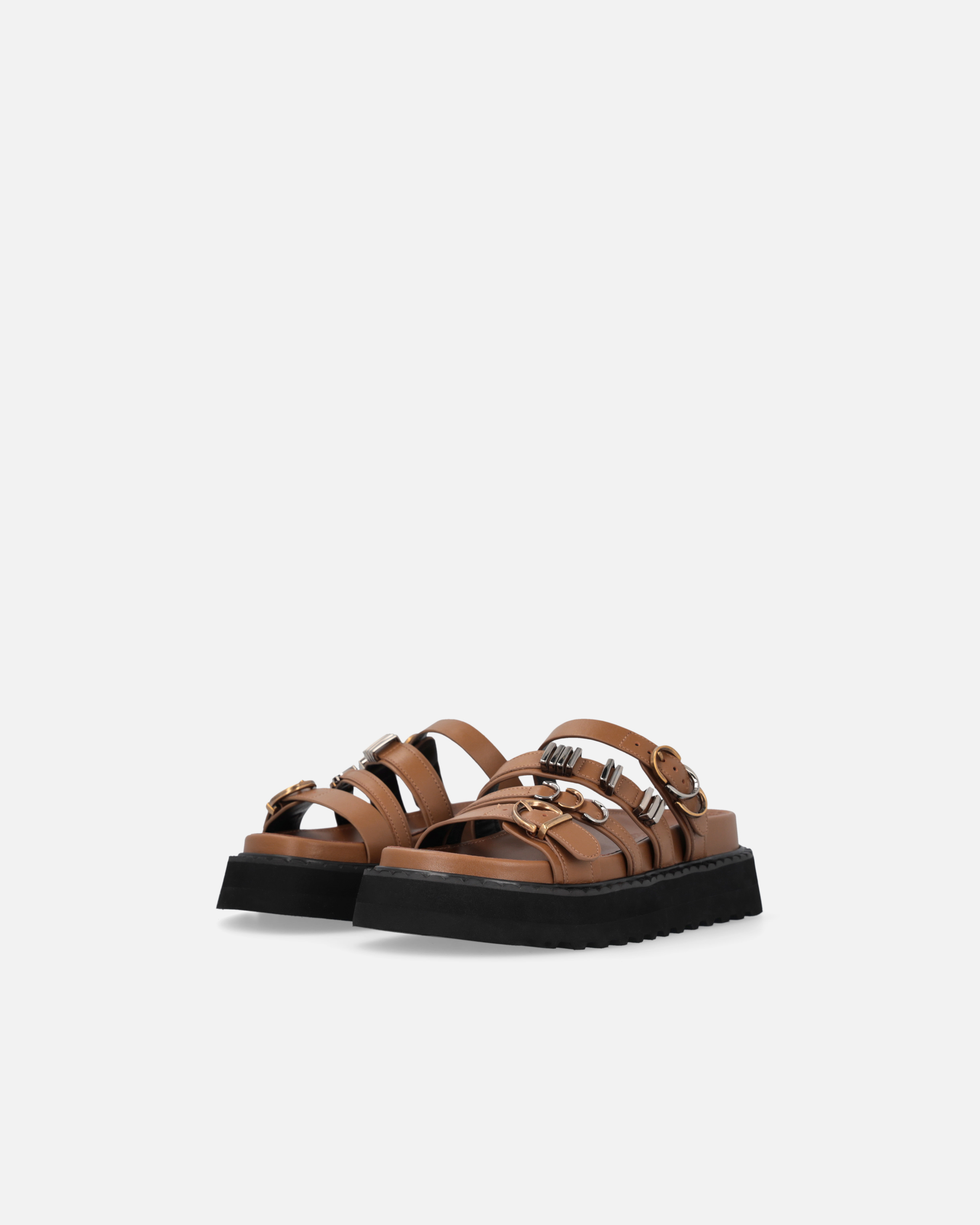 Pinko Leather Slip-ons With Wedge And Straps