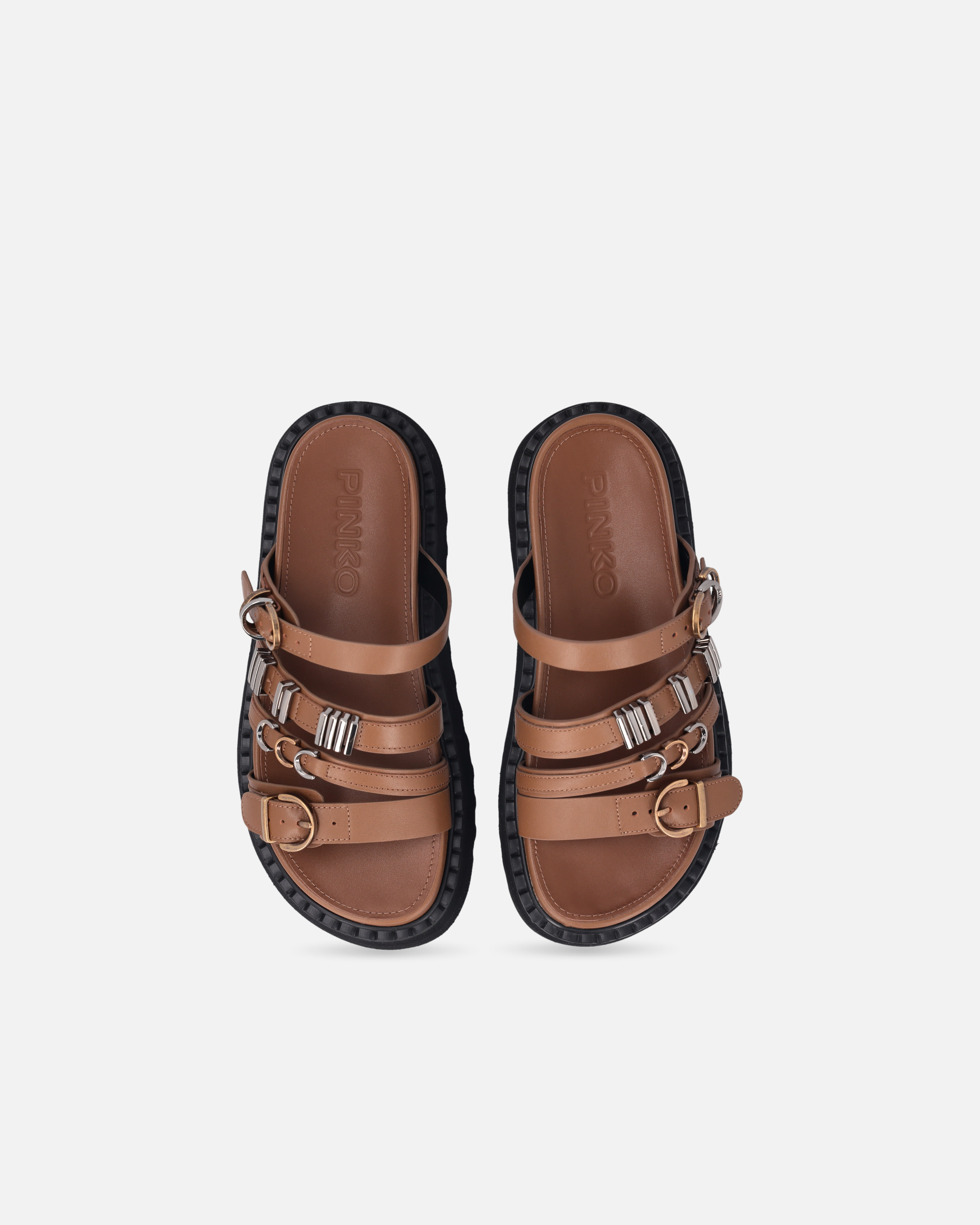 Pinko Leather Slip-ons With Wedge And Straps