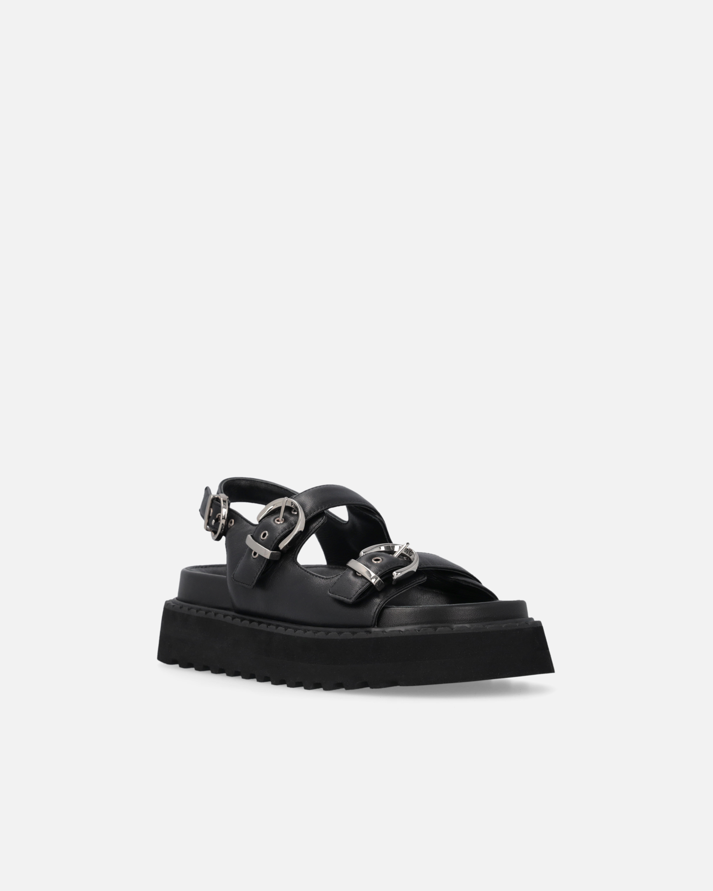 サンダル・ミュール PINKO Women Sandals SD0293P003Z99 Black Nappa leather sandals with straps and wedge