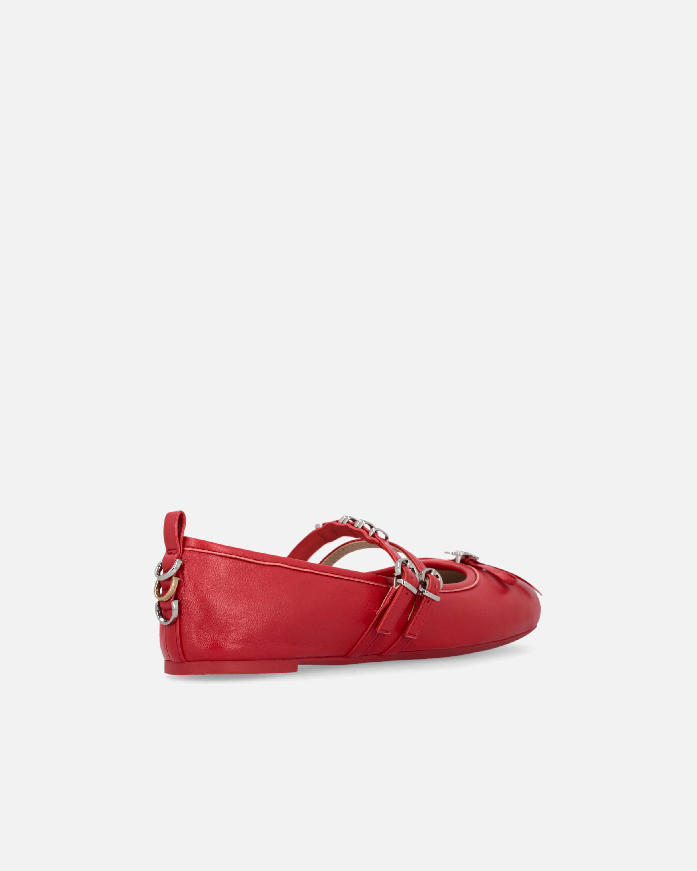 Pinko Nappa Leather Ballet Flats With Straps And Bow In Rouge
