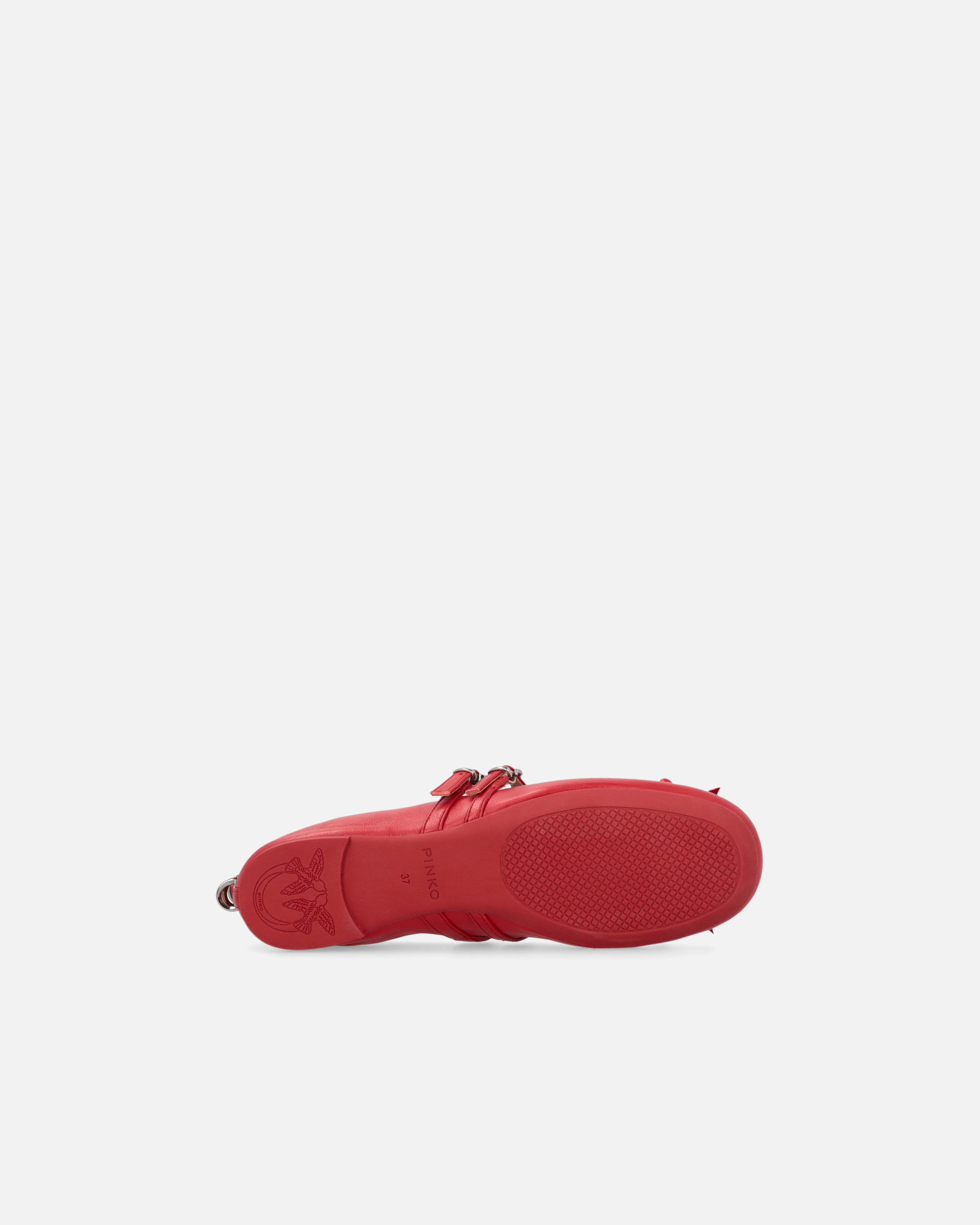 Pinko Nappa Leather Ballet Flats With Straps And Bow In Rouge