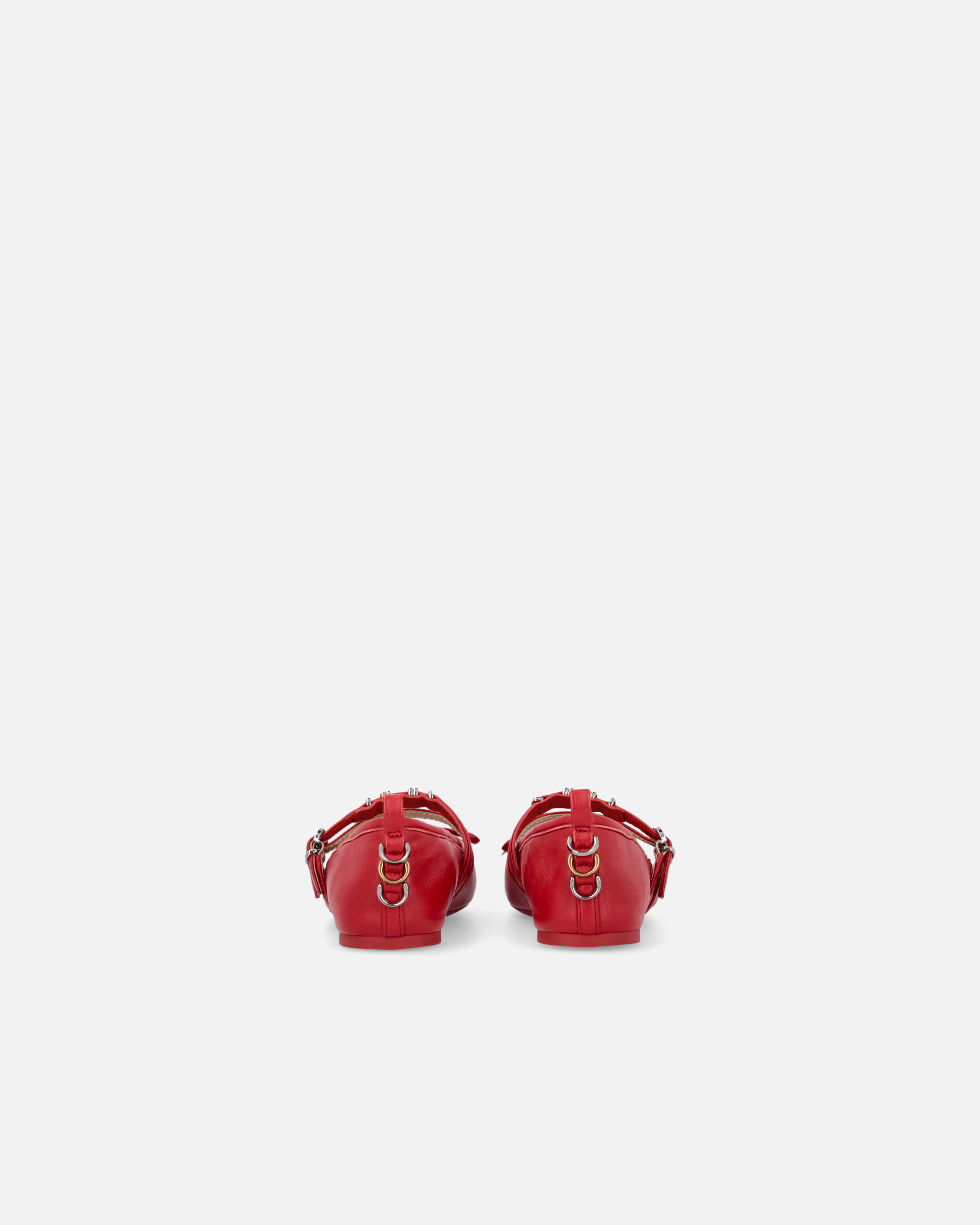 Pinko Nappa Leather Ballet Flats With Straps And Bow In Rouge