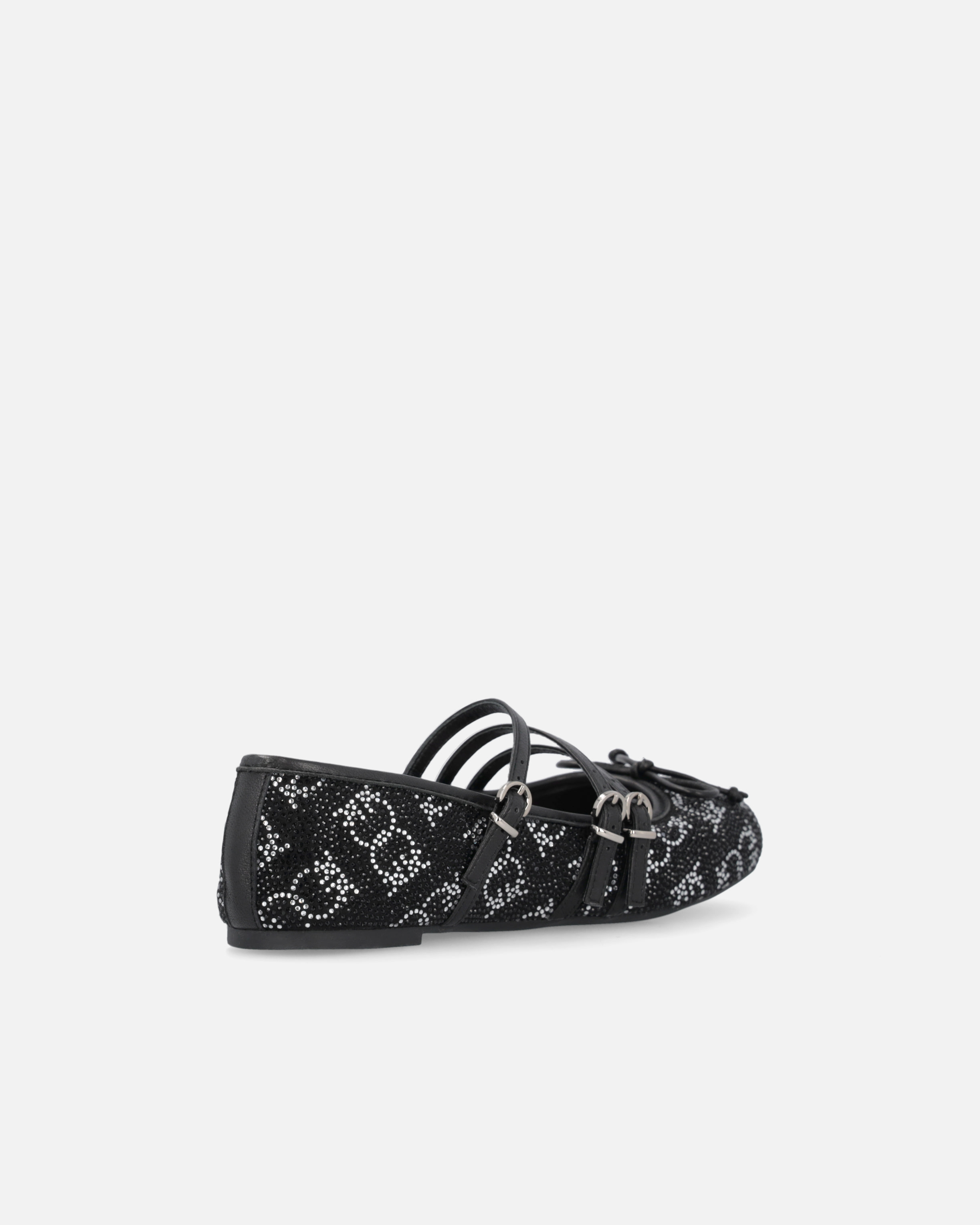 Pinko Ballerines Monogram Avec Strass Et Naud Sur La Pointe In Noir Limousine