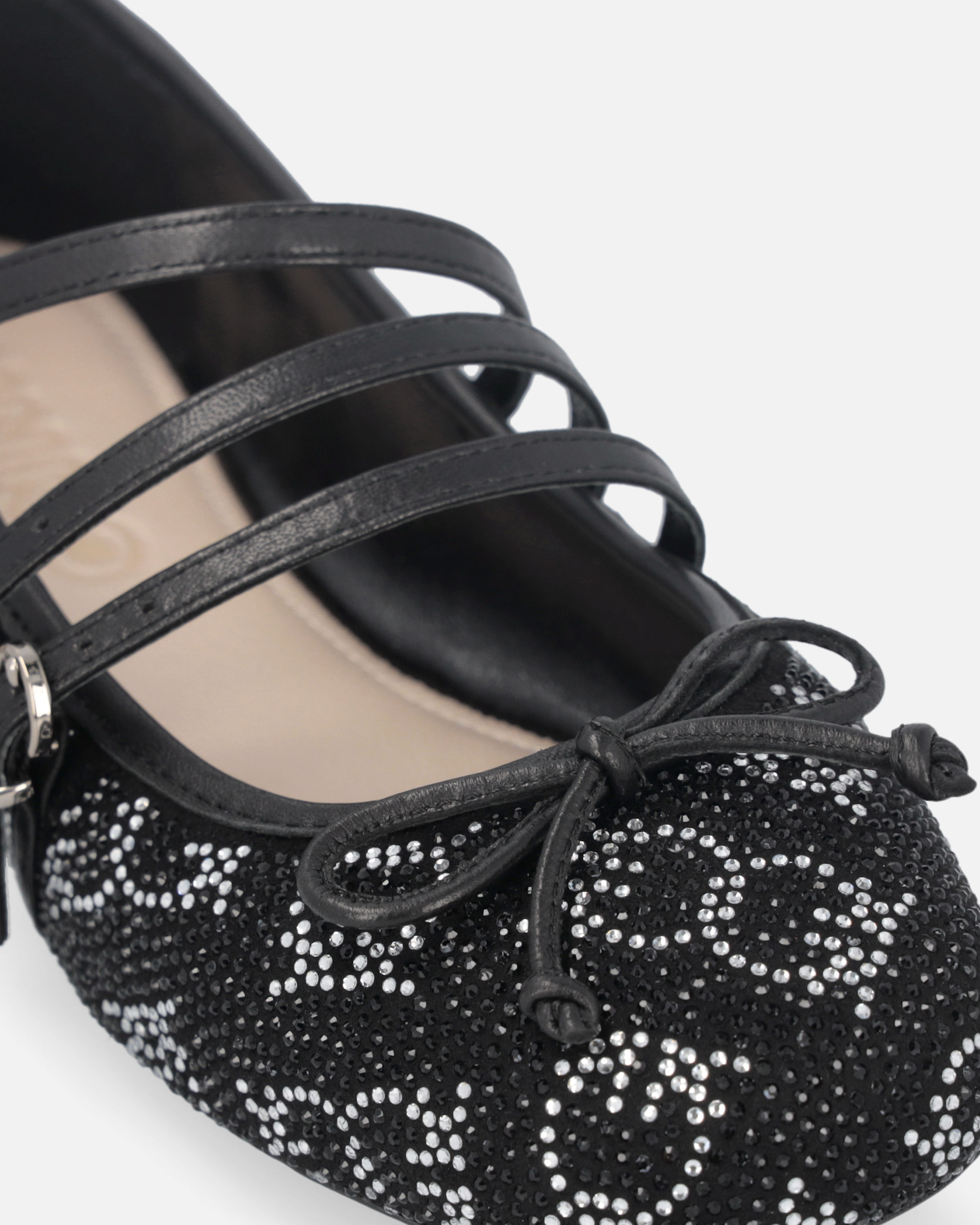 Pinko Ballerines Monogram Avec Strass Et Naud Sur La Pointe In Noir Limousine