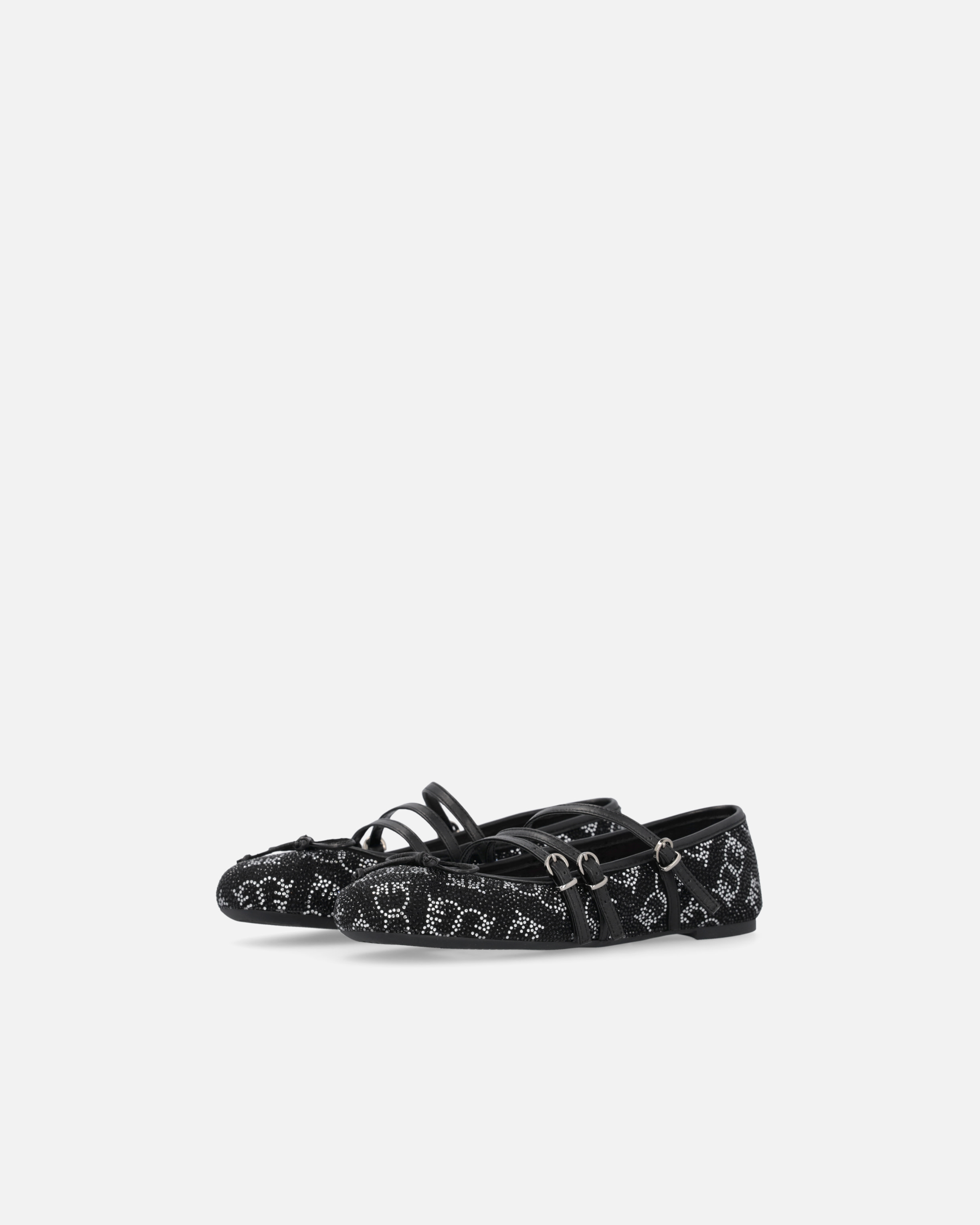 Pinko Ballerines Monogram Avec Strass Et Naud Sur La Pointe In Noir Limousine