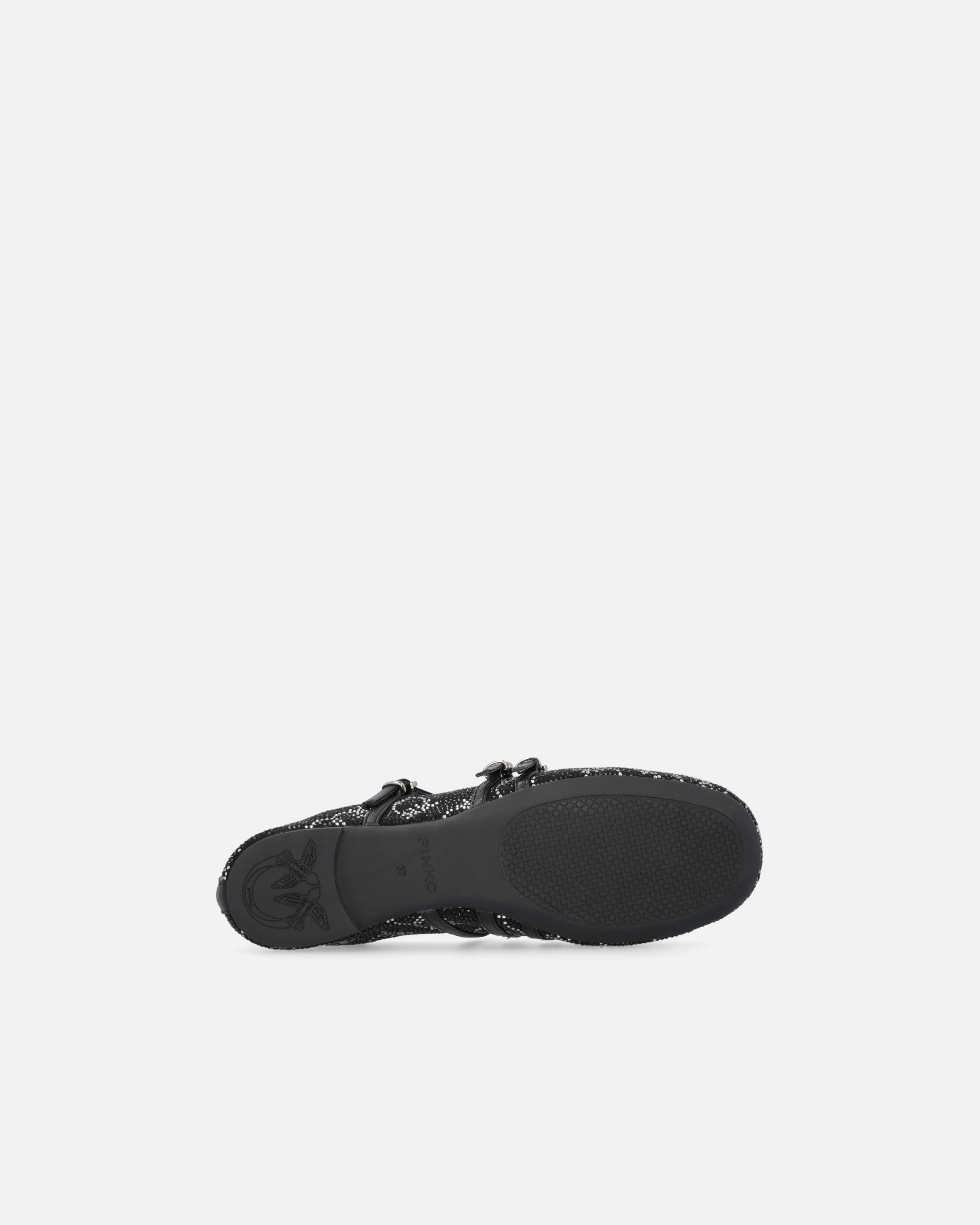 Pinko Ballerines Monogram Avec Strass Et Naud Sur La Pointe In Noir Limousine