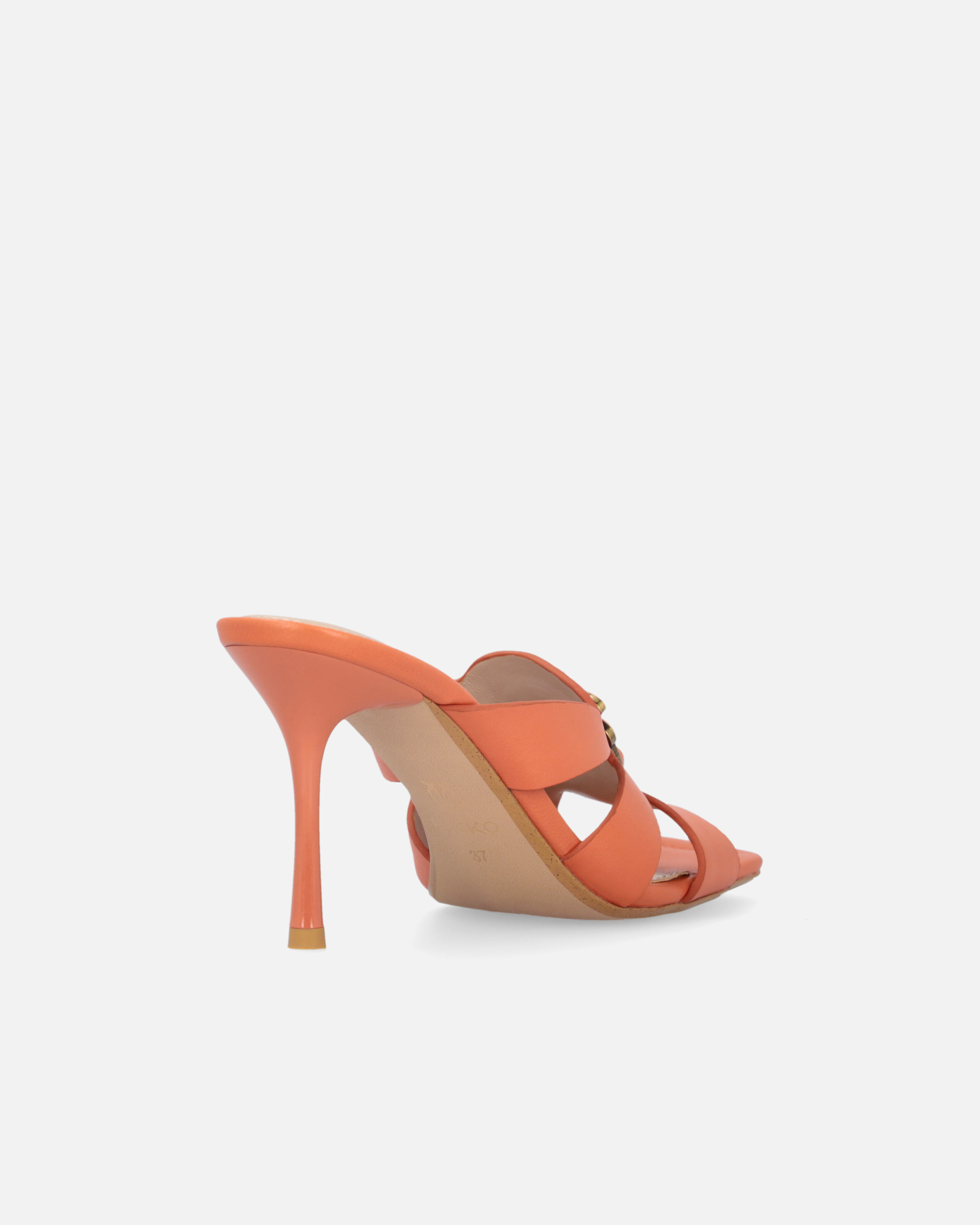 Nappa leather sandals with heel and birds