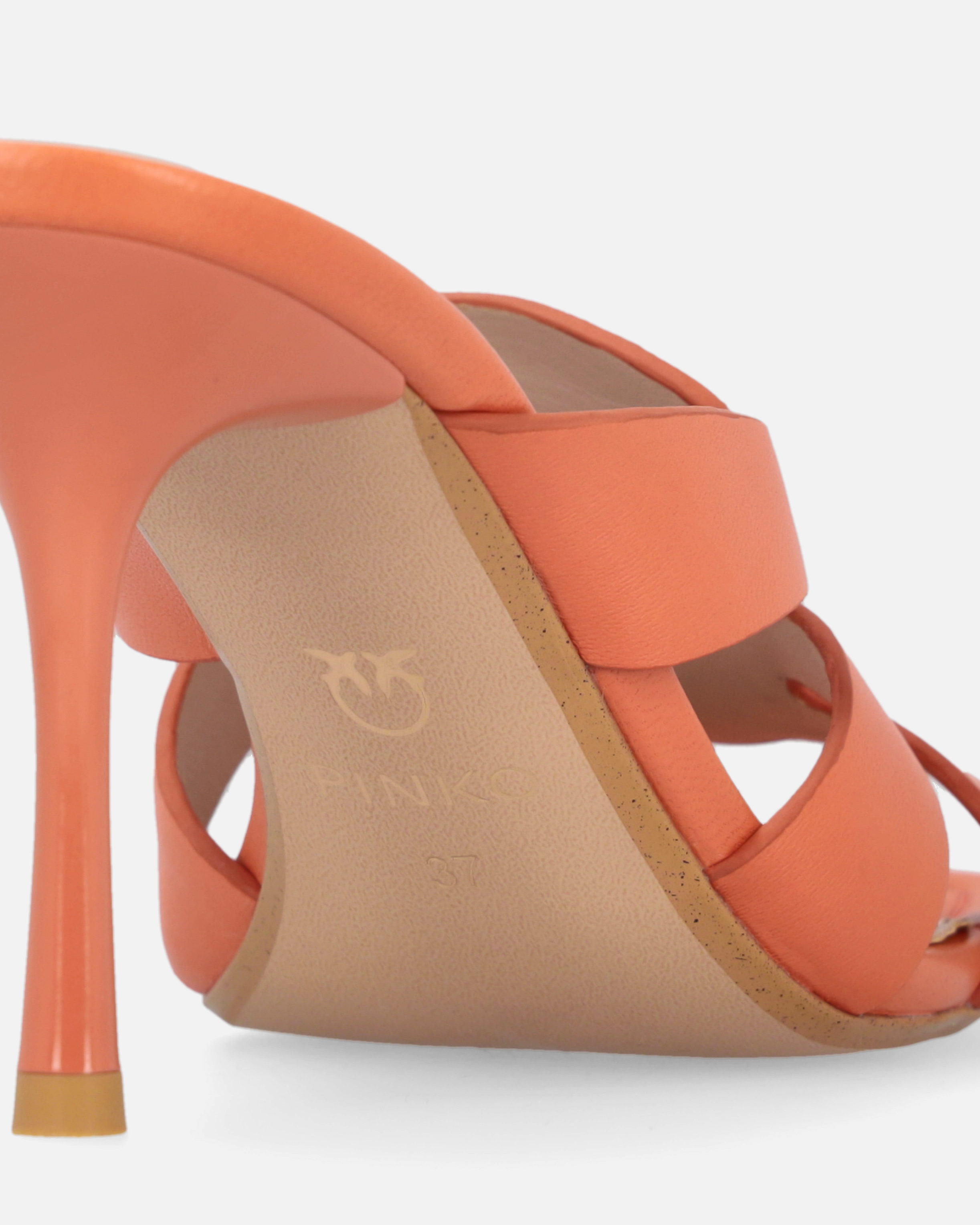 Pinko Nappa Leather Sandals With Heel And Bird Detail In Blusher