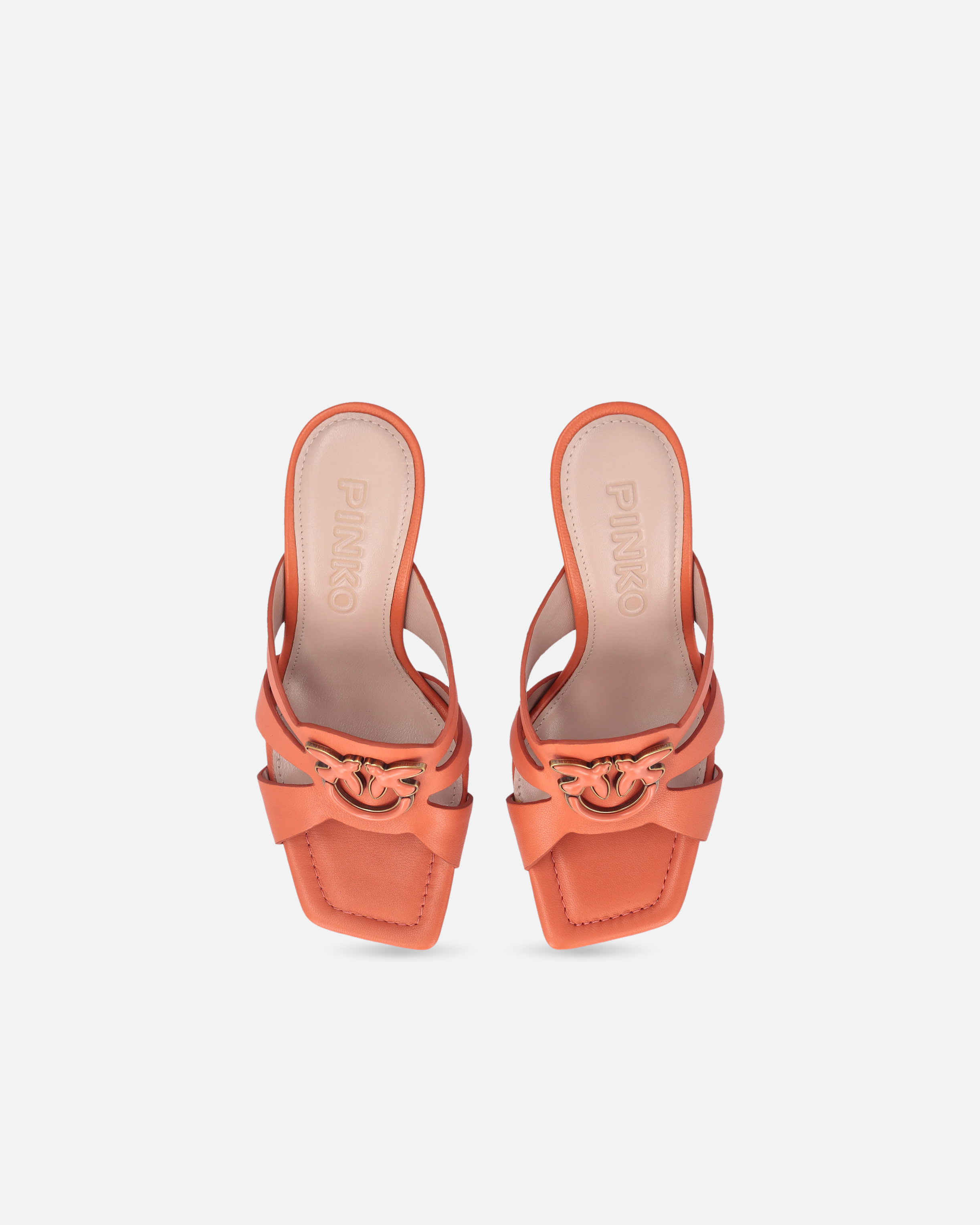 Nappa leather sandals with heel and birds