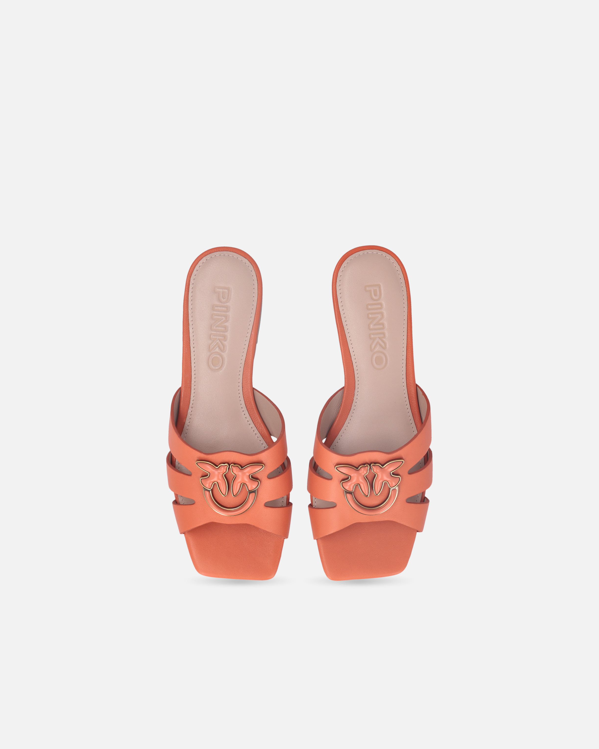 サンダル・ミュール PINKO Women Sandals SD0317P001GU8 Brown Nappa leather slip-ons with bird logo
