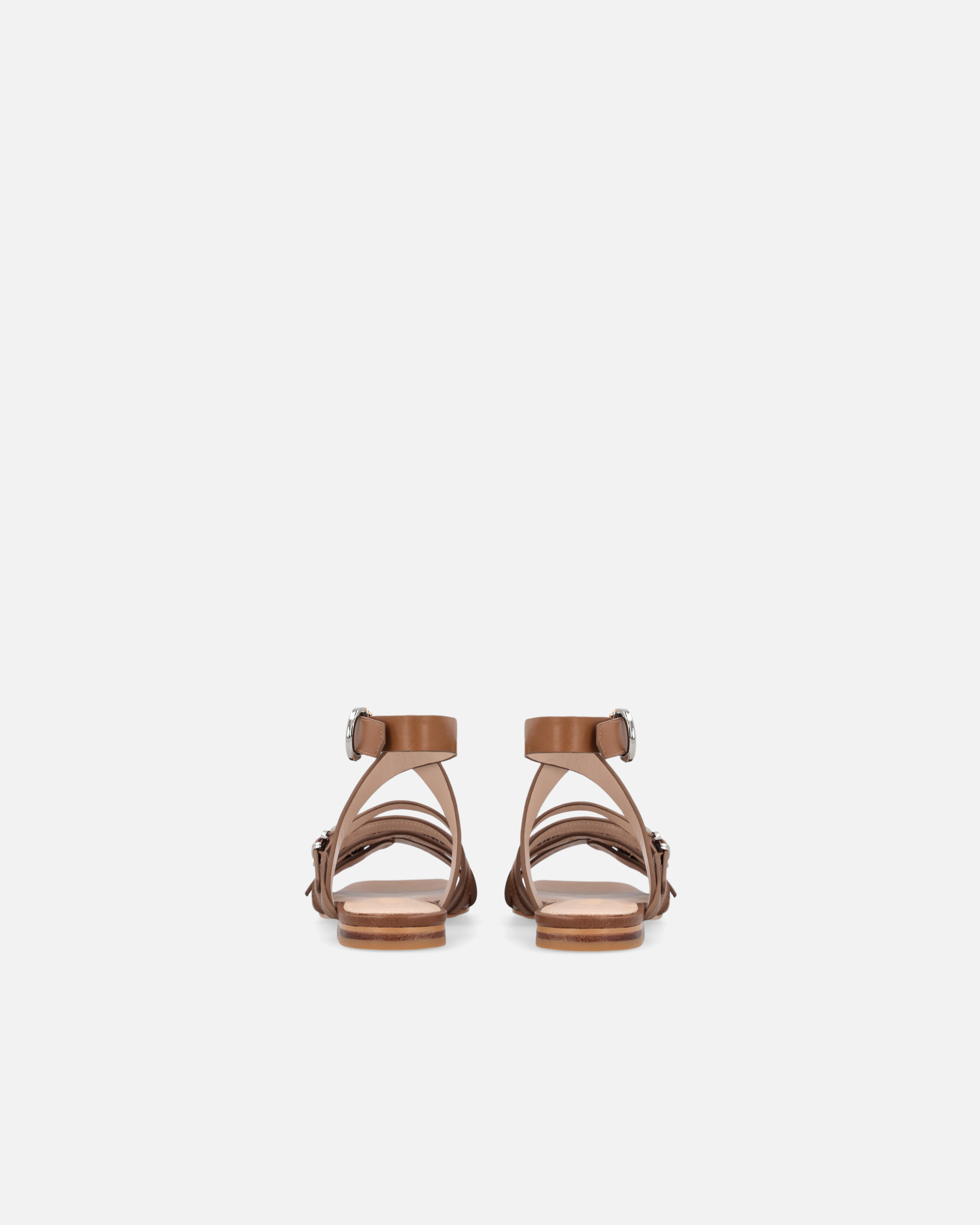 サンダル・ミュール PINKO Women Sandals SD0317P001GU8 Brown Sandals with woven straps and metal details