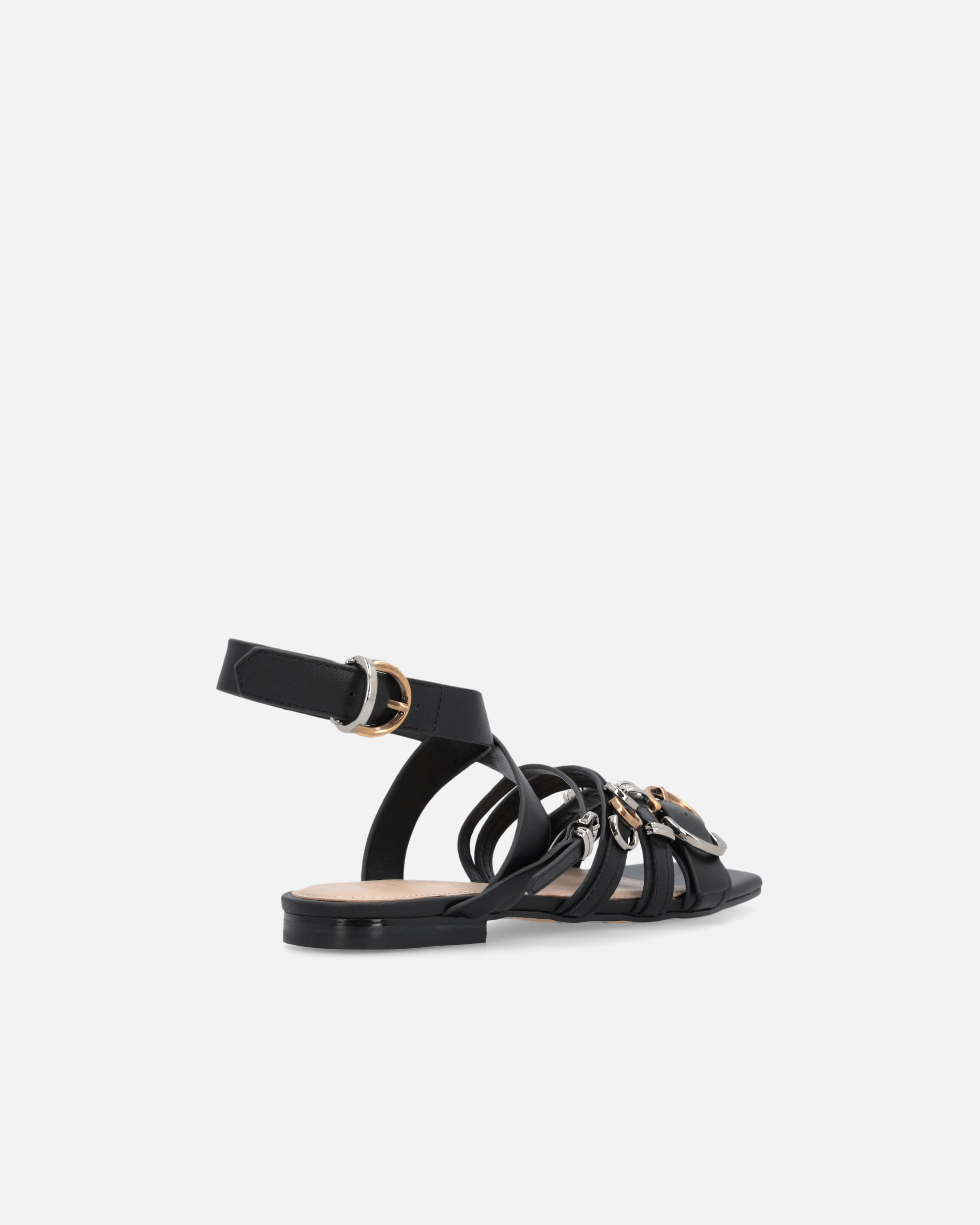 Pinko Ankle Strap Sandals With Branded Leather Insole In Black