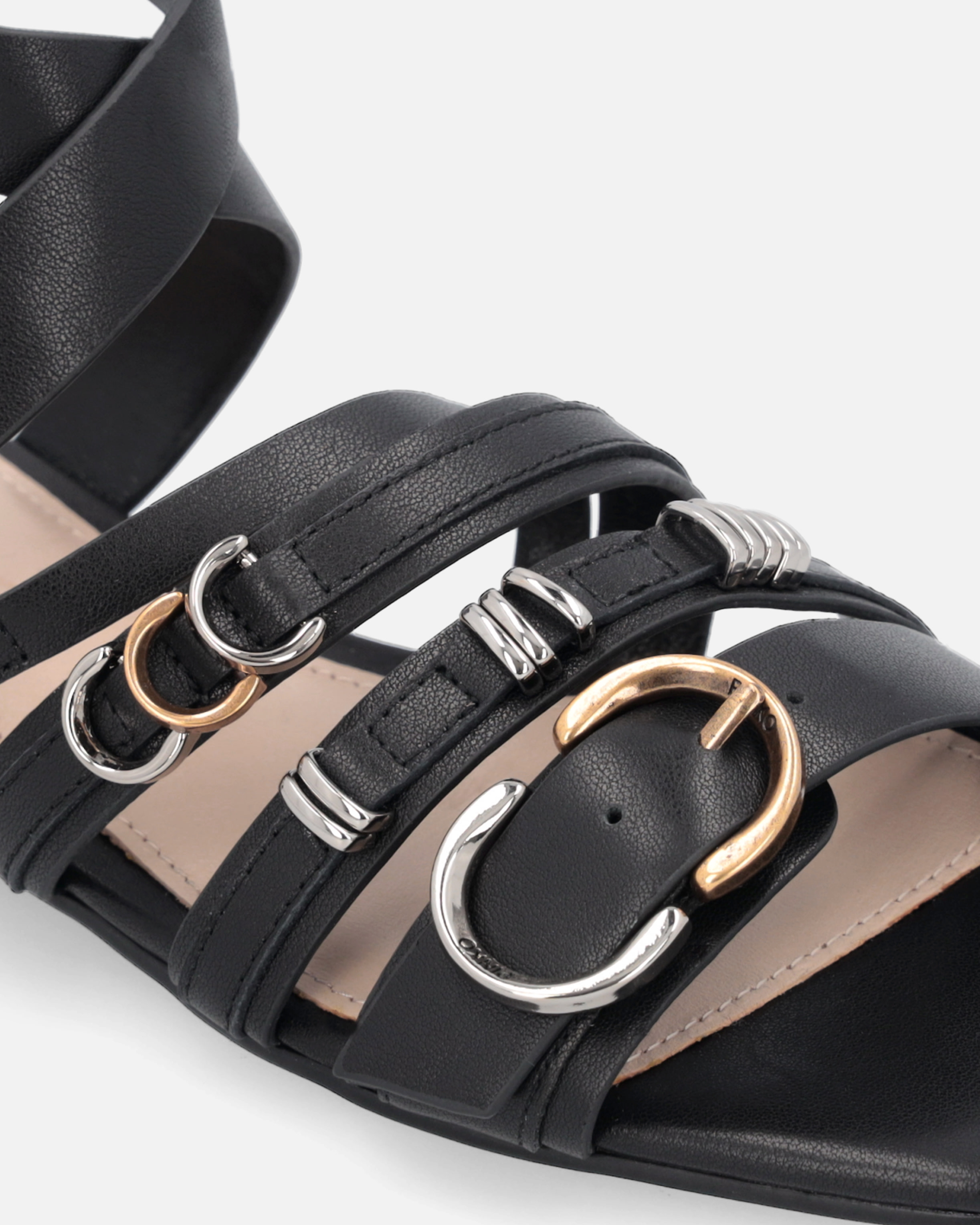 Pinko Ankle Strap Sandals With Branded Leather Insole In Black
