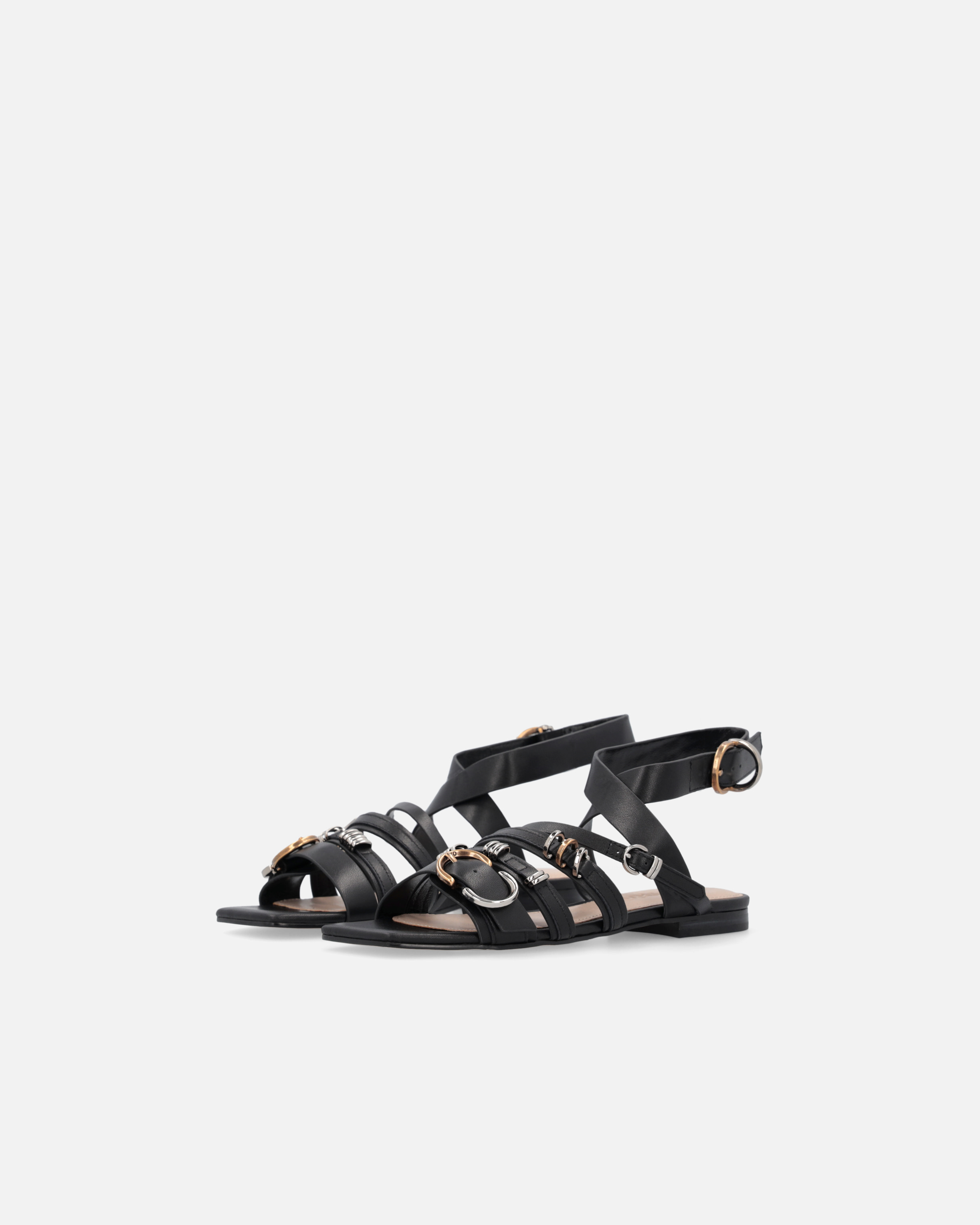 サンダル・ミュール PINKO Women Sandals SD0317 P001Z99 Black Sandals with woven straps and metal details