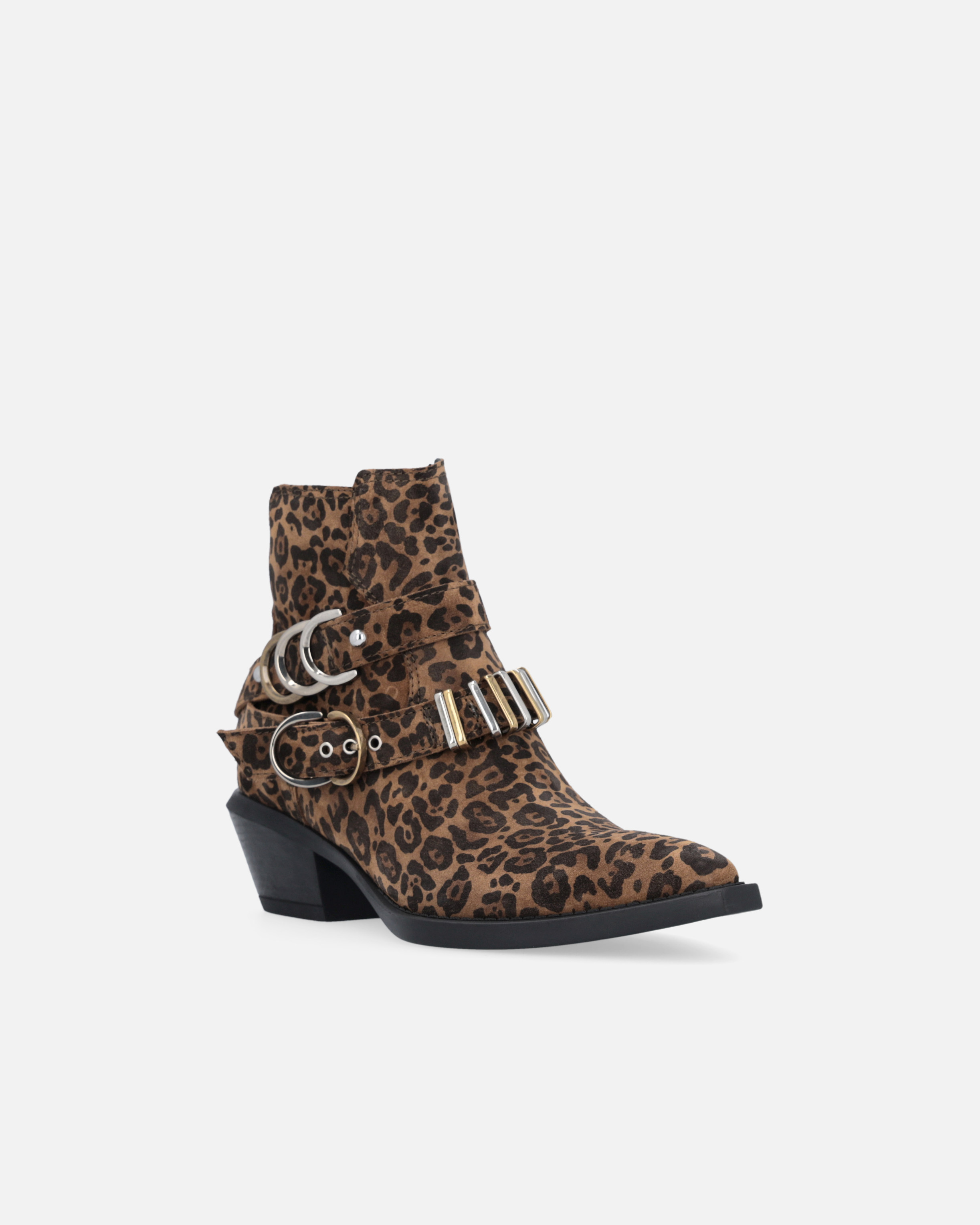 Pinko Cowboy Boots With Studs And Animal Print In Animal Print