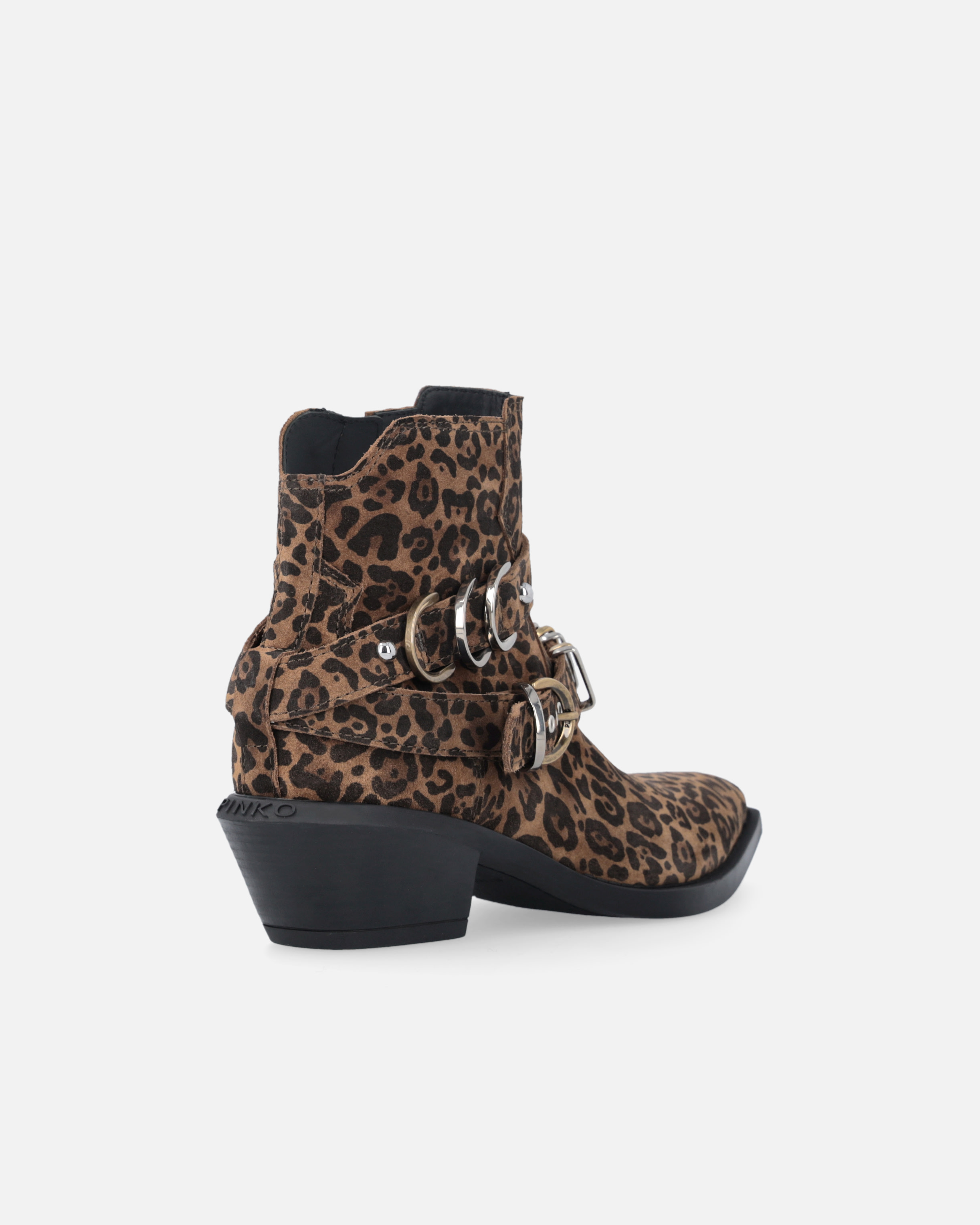 Pinko Cowboy Boots With Studs And Animal Print In Animal Print