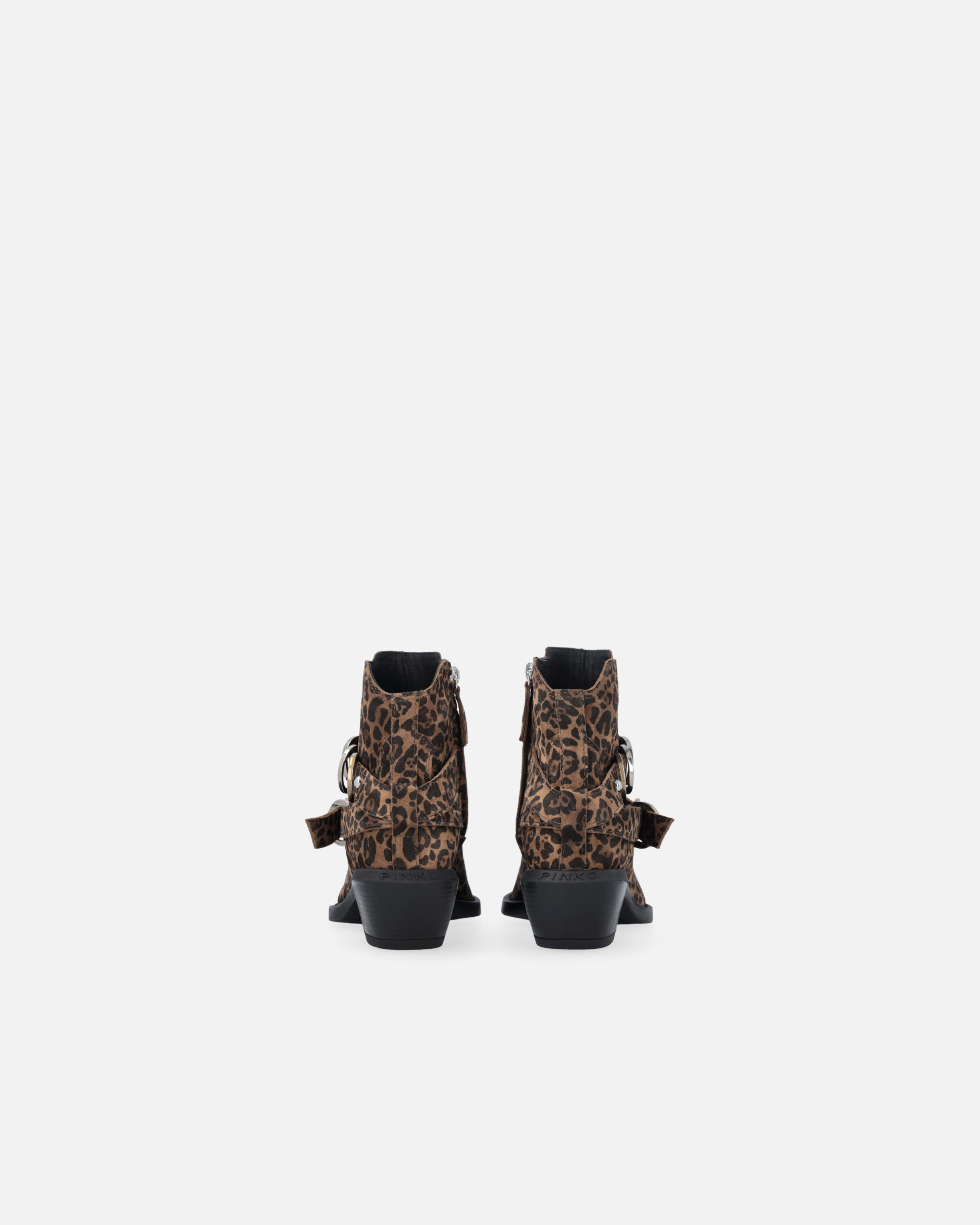 Pinko Cowboy Boots With Studs And Animal Print In Animal Print