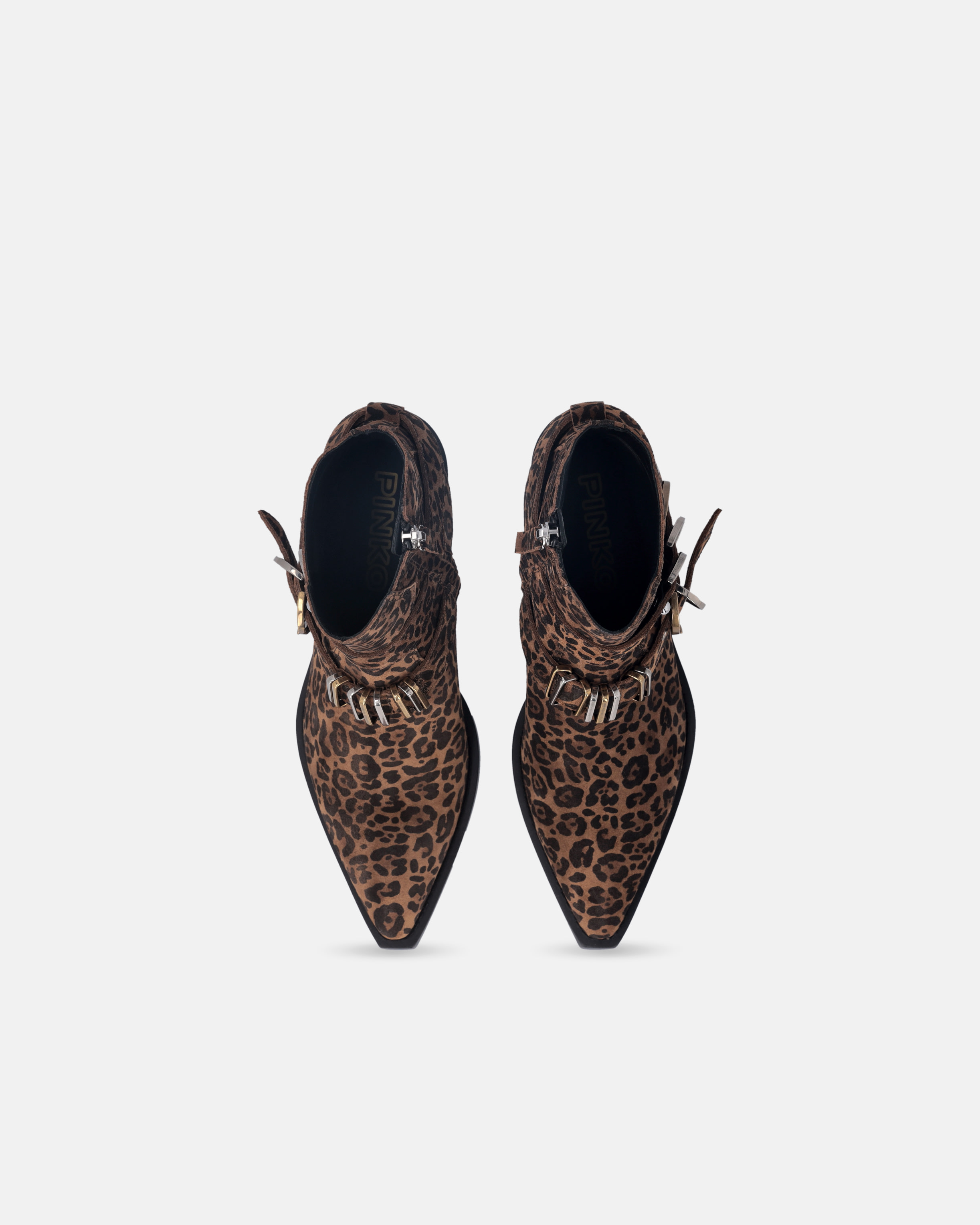 Pinko Cowboy Boots With Studs And Animal Print In Animal Print