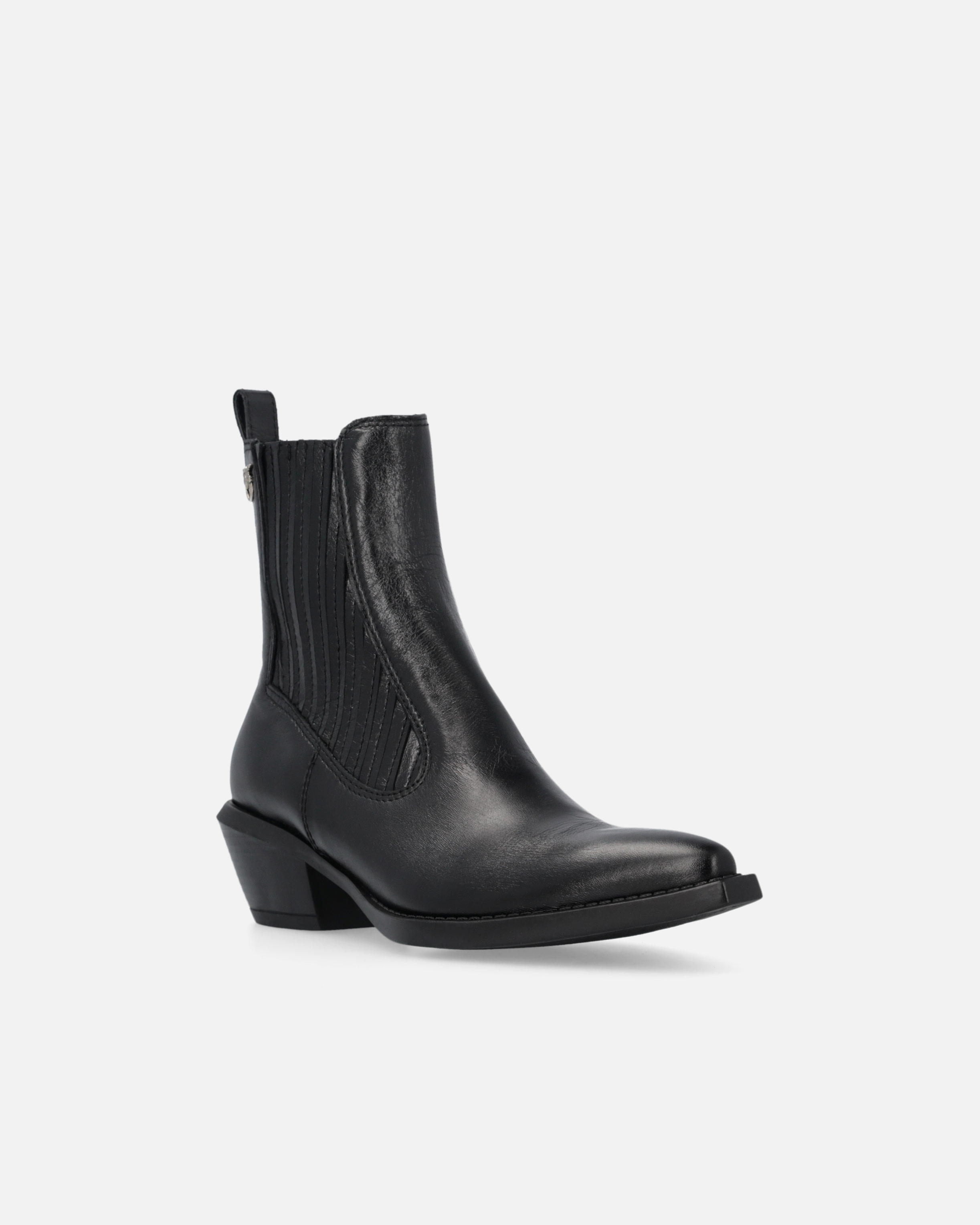 Pinko Boots Western En Cuir Brillant In Nero Limousine