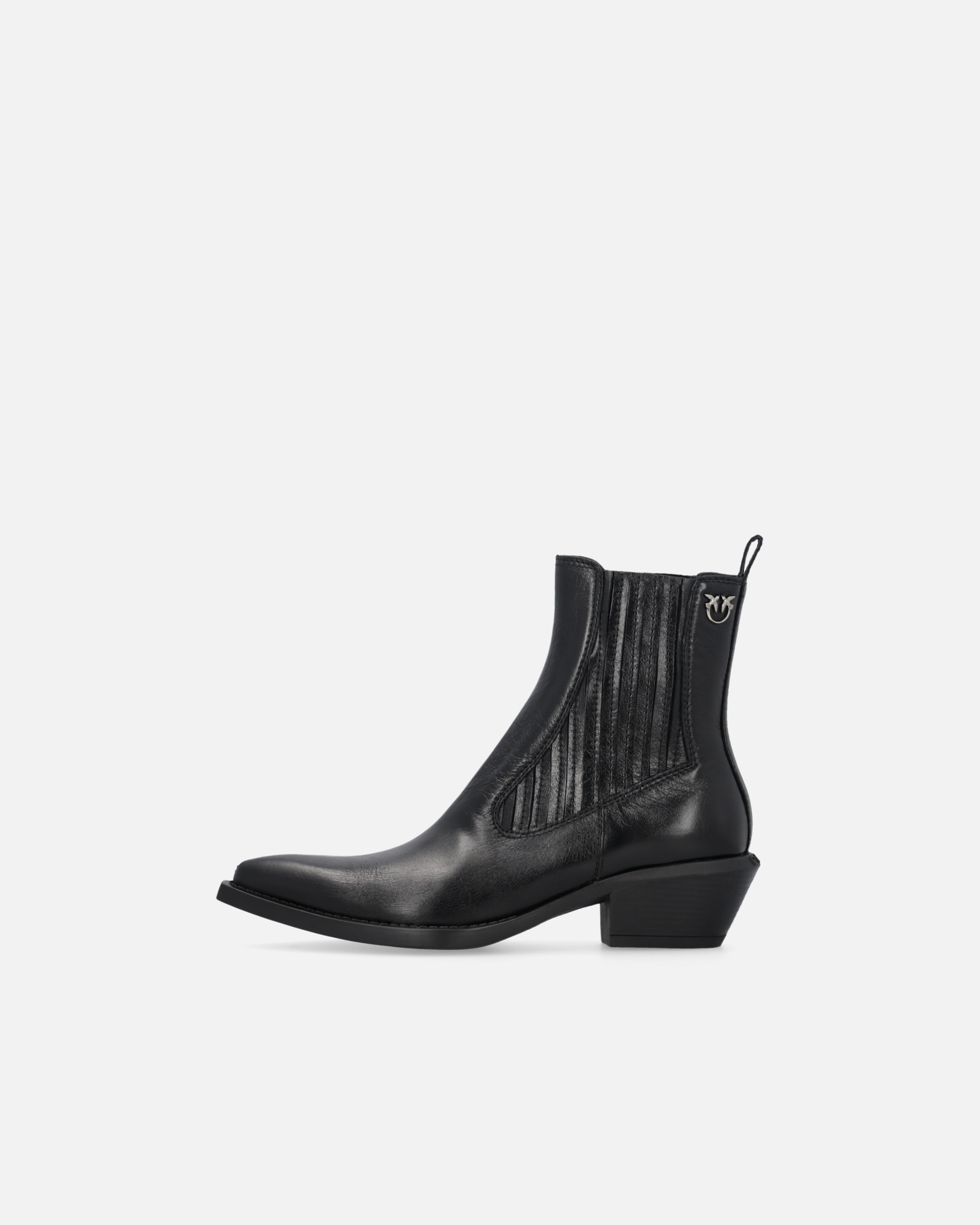 Pinko Boots Western En Cuir Brillant In Nero Limousine