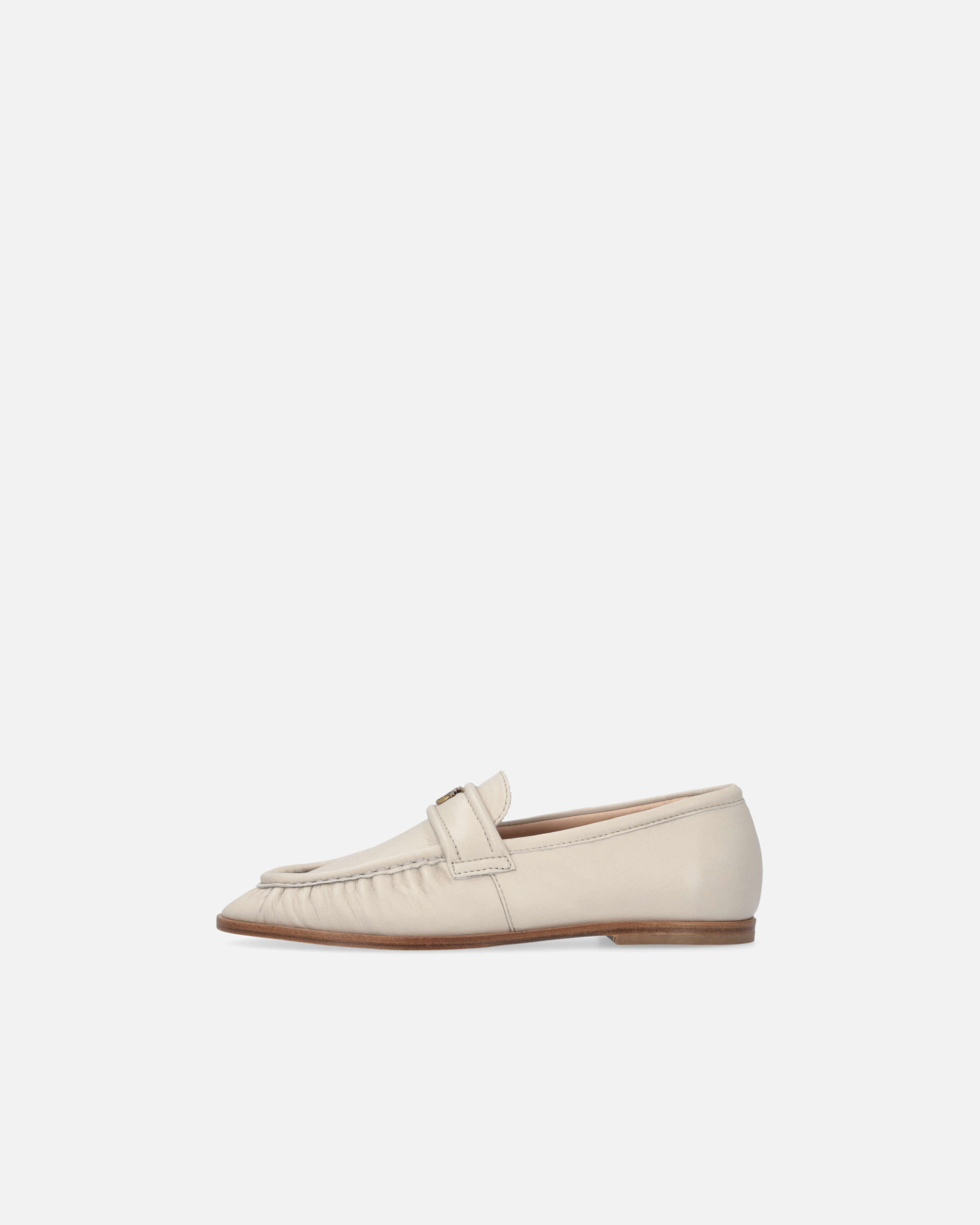 Pinko Nappa Leather Moccasins With Logo In Yoghurt