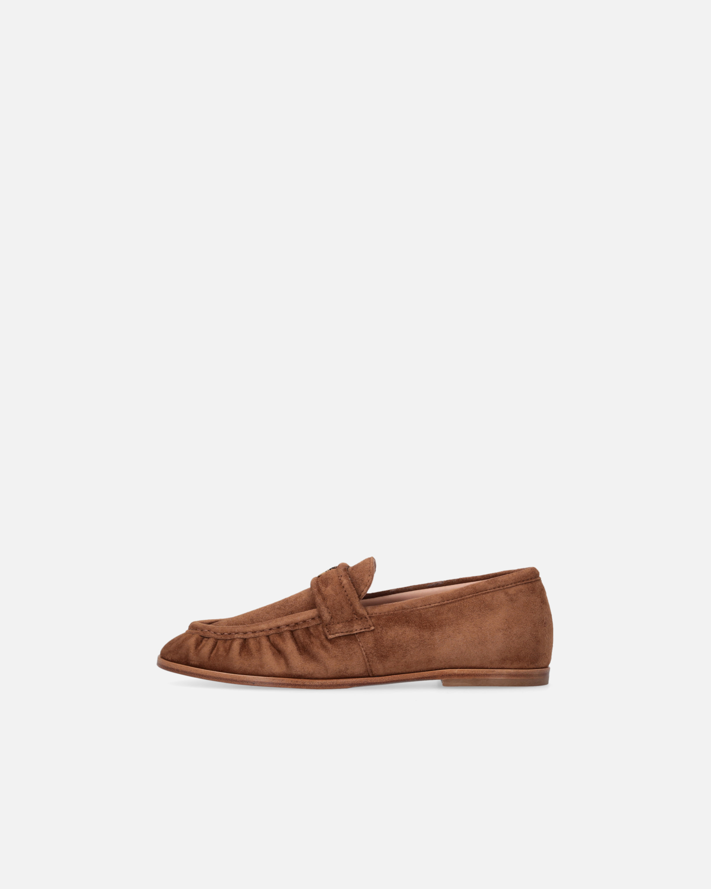 Pinko Soft Suede Moccasins In Laminated Gold