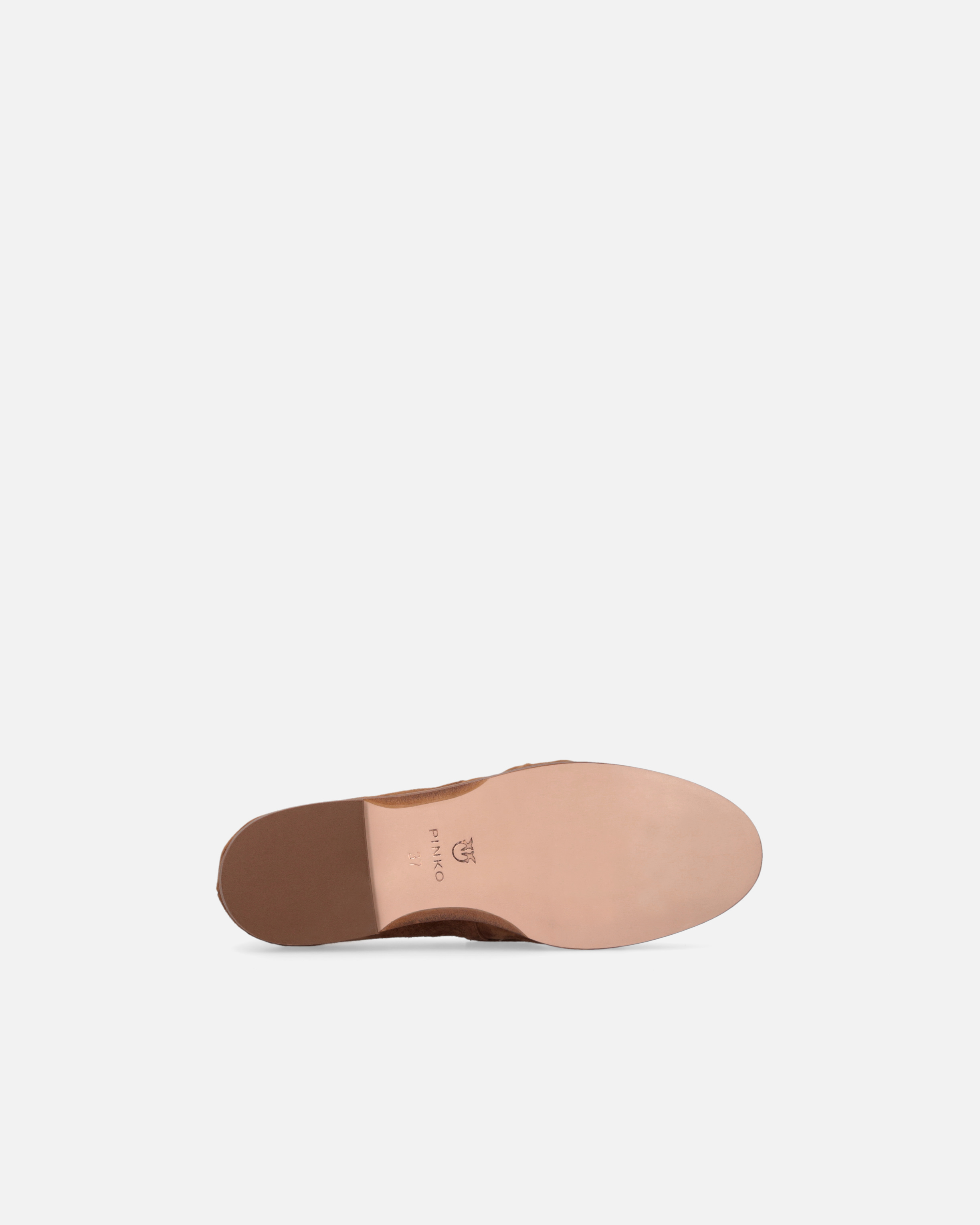 Pinko Soft Suede Moccasins In Laminated Gold