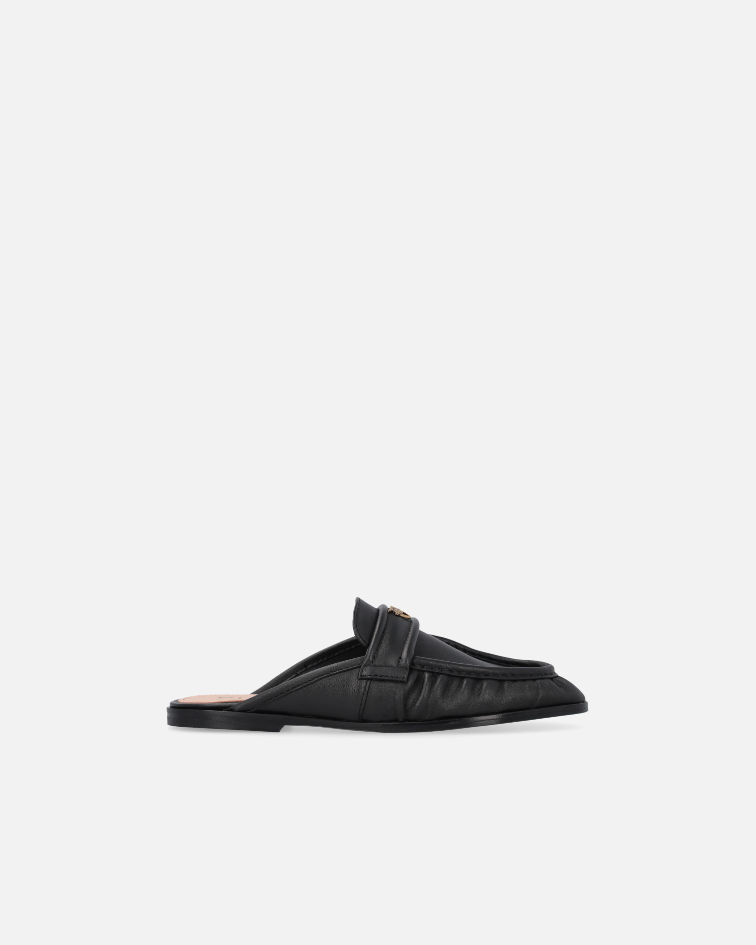 Pinko Naty Nappa Leather Flat Mules In Black