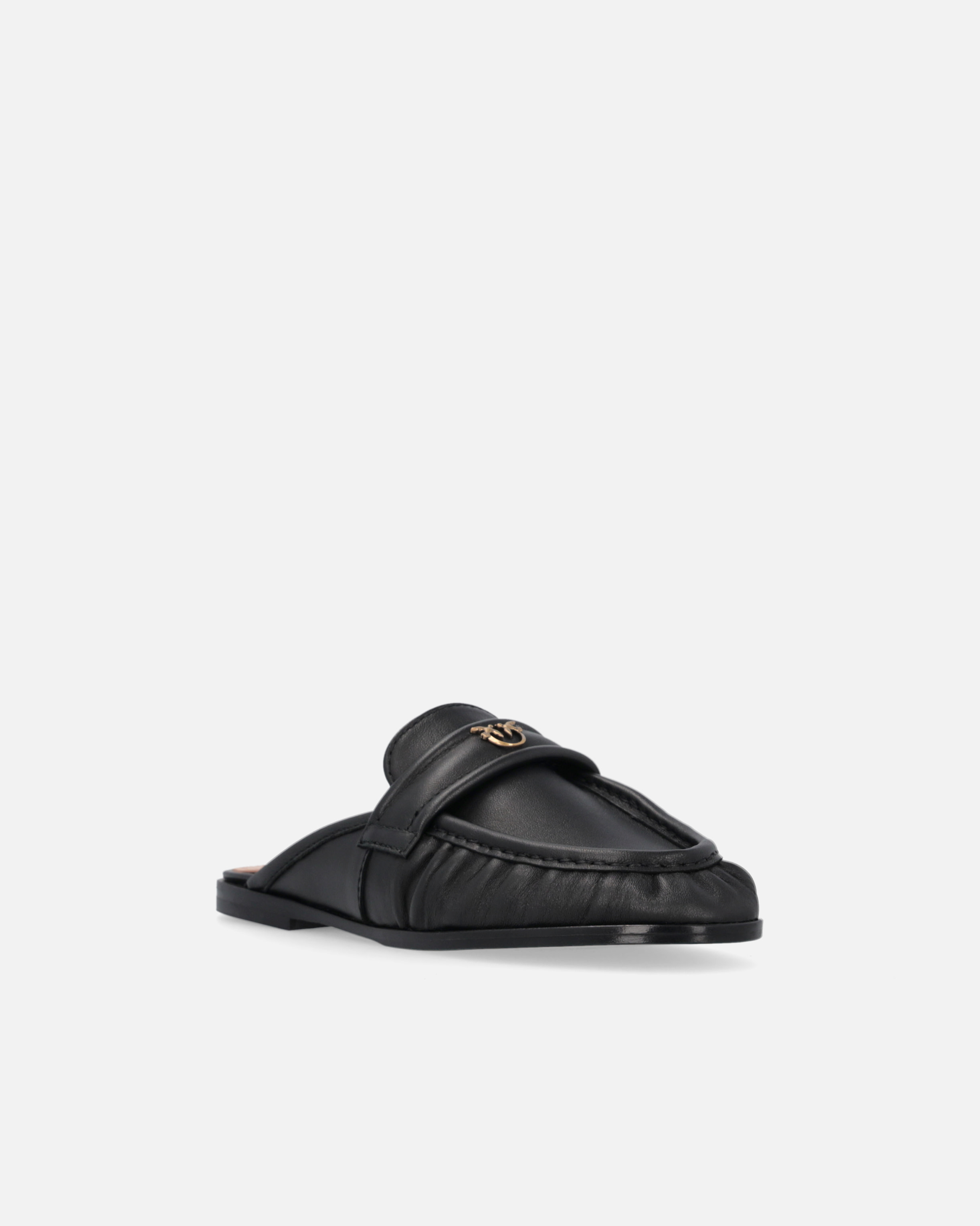 Pinko Naty Nappa Leather Flat Mules In Black