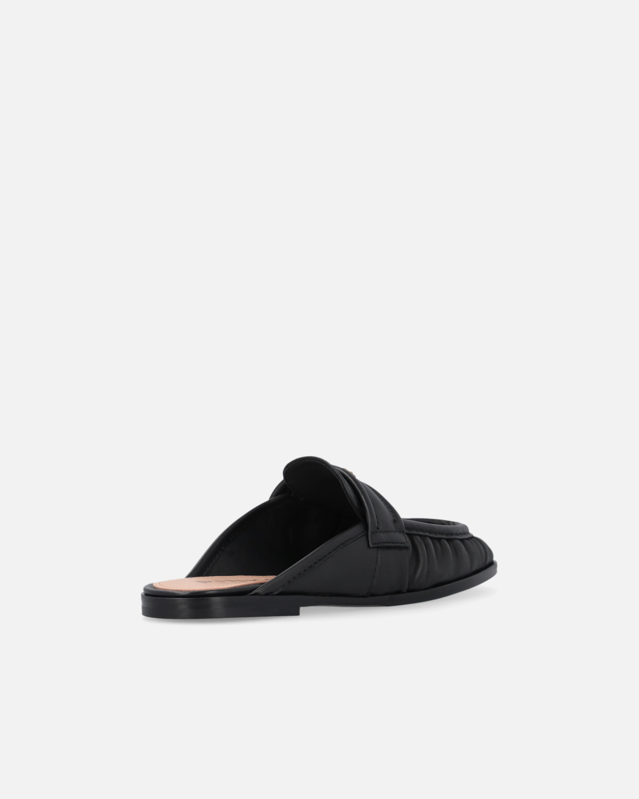 Pinko Naty Nappa Leather Flat Mules In Black