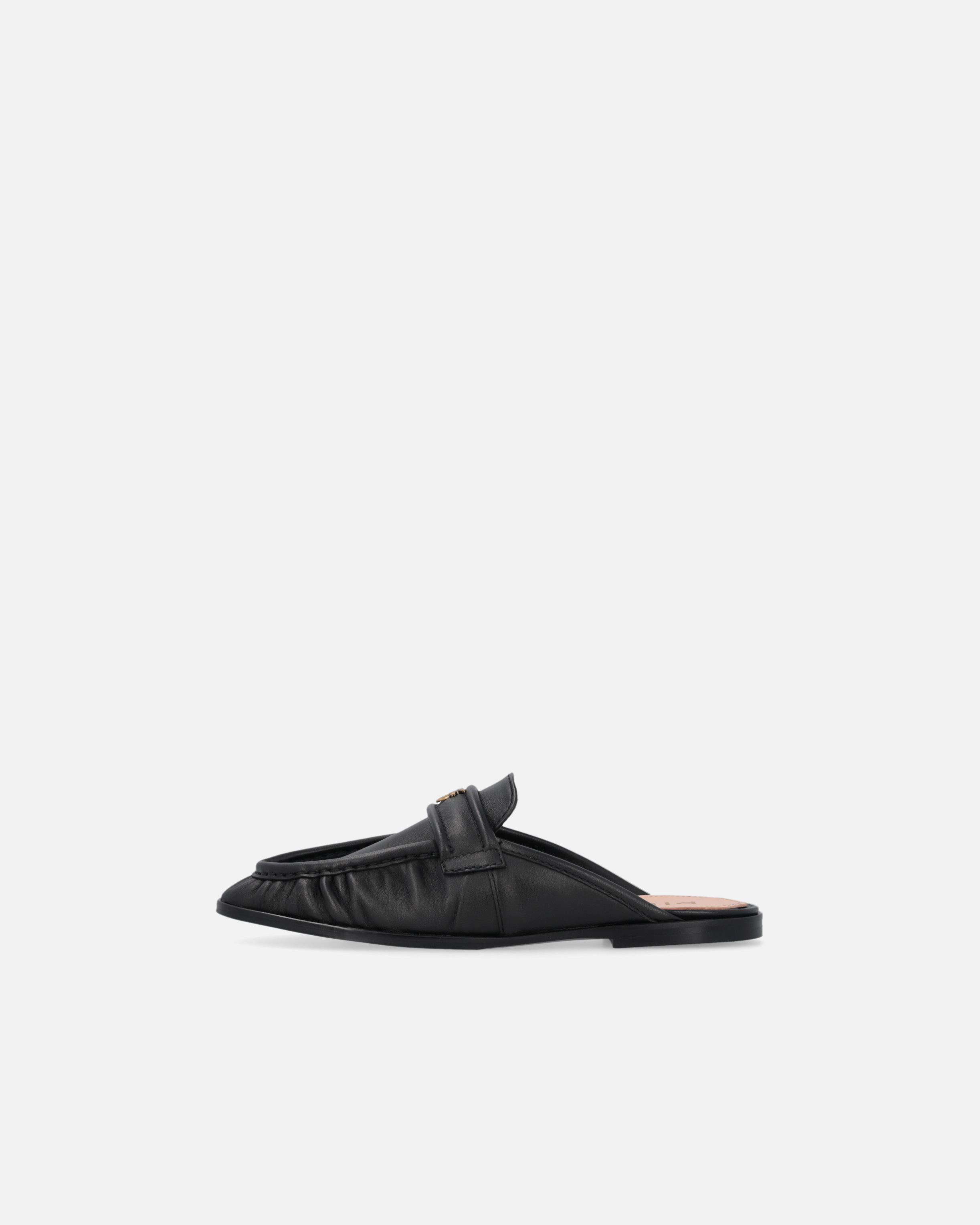 Pinko Naty Nappa Leather Flat Mules In Black