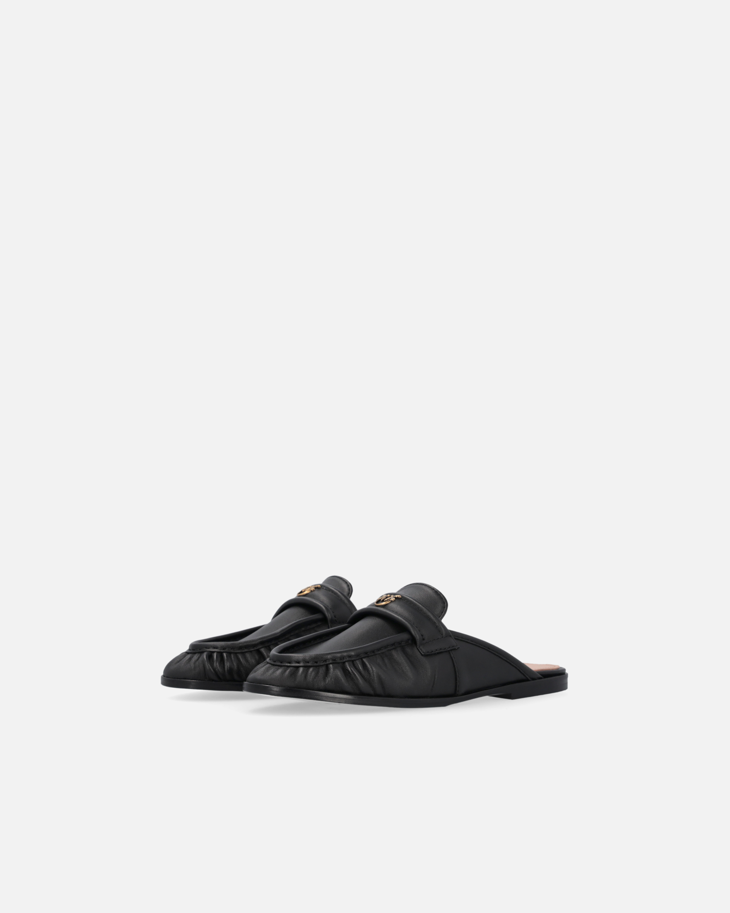 Pinko Naty Nappa Leather Flat Mules In Black