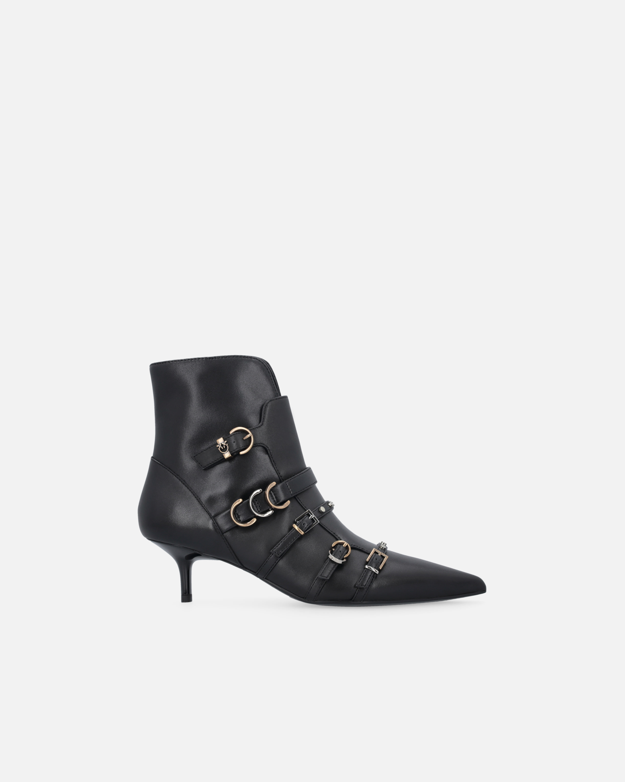 Pinko Booties With Straps And Love Birds Logo In Black