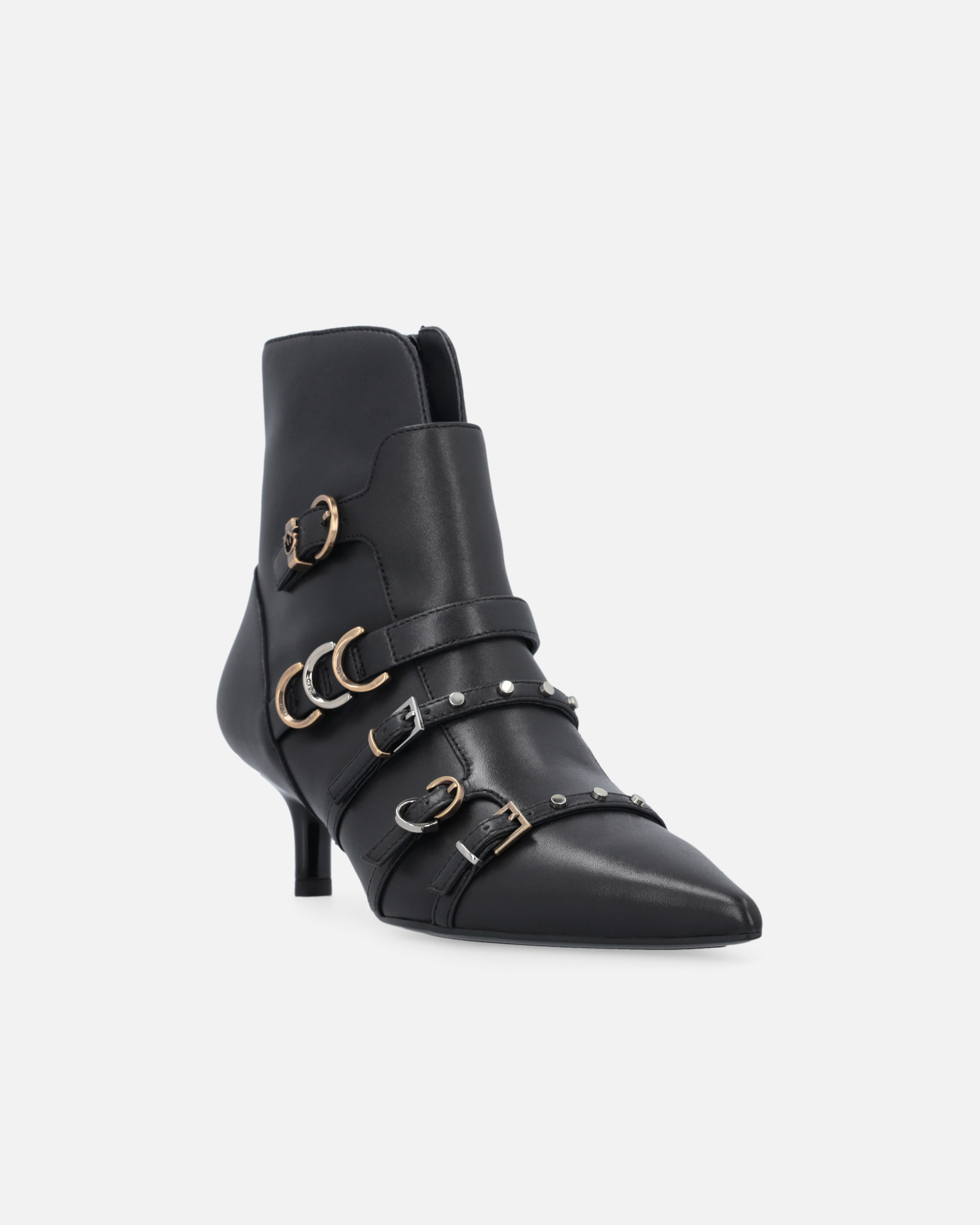 Pinko Booties With Straps And Love Birds Logo In Black