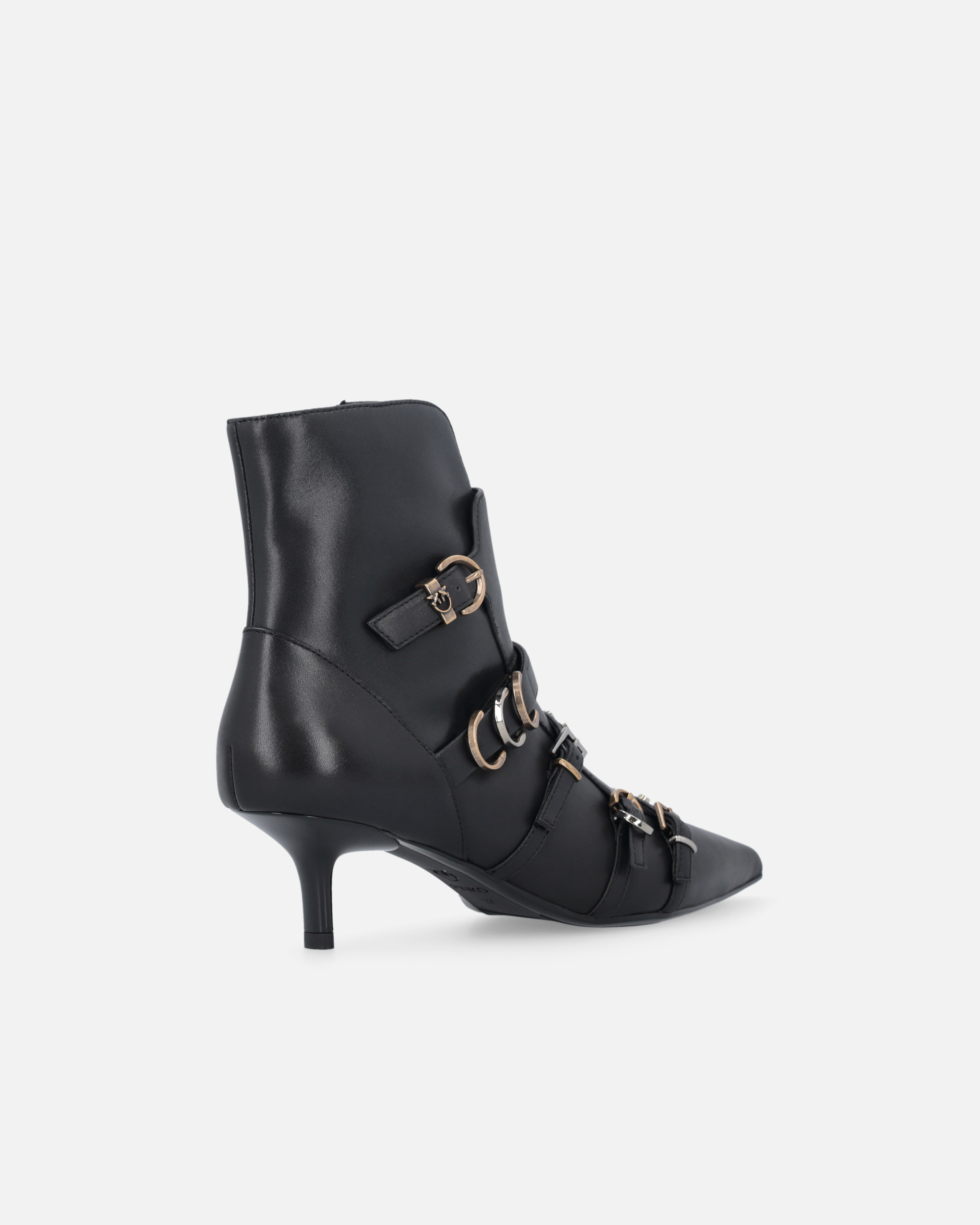 Pinko Booties With Straps And Love Birds Logo In Black