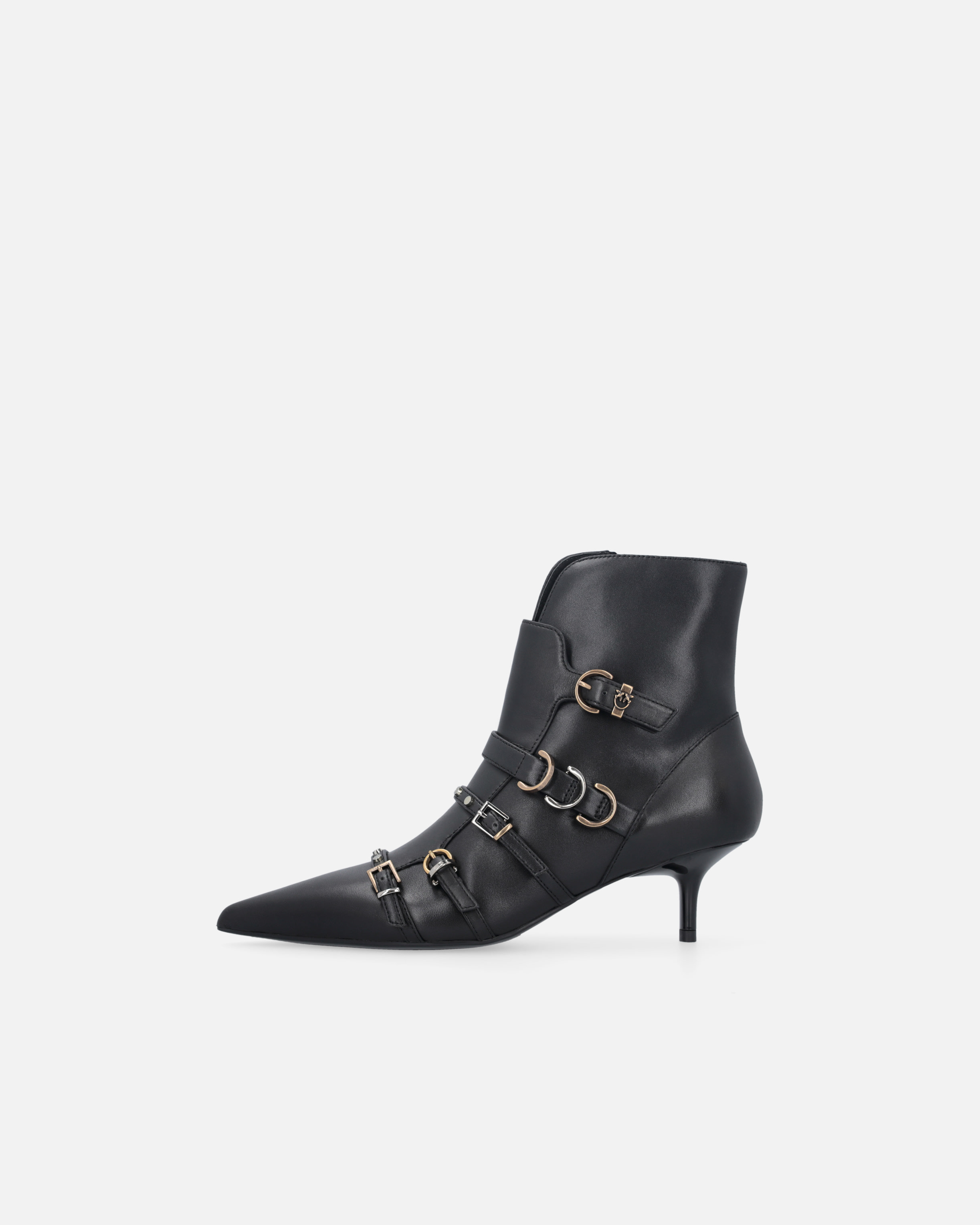 Pinko Booties With Straps And Love Birds Logo In Black