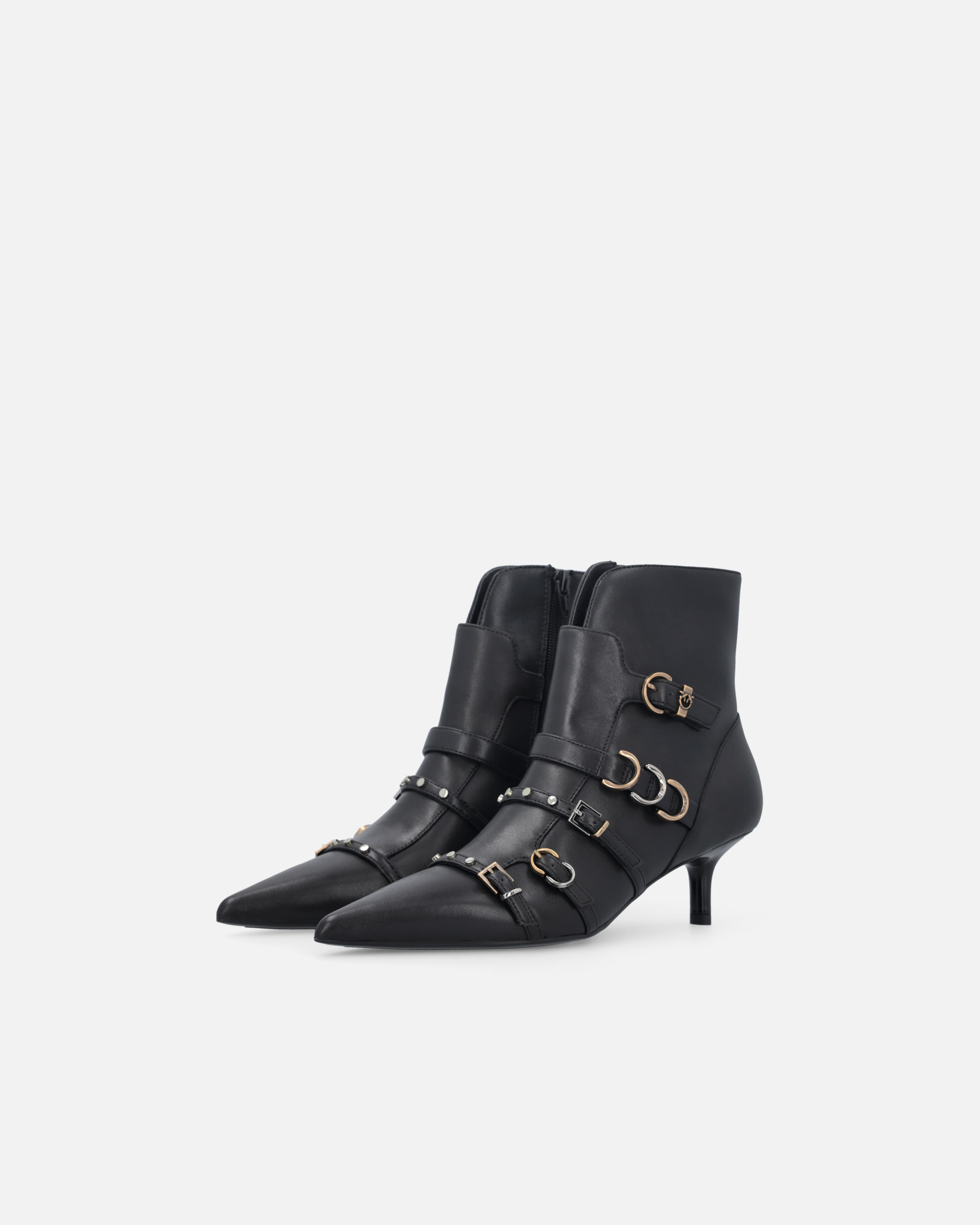 Pinko Booties With Straps And Love Birds Logo In Black