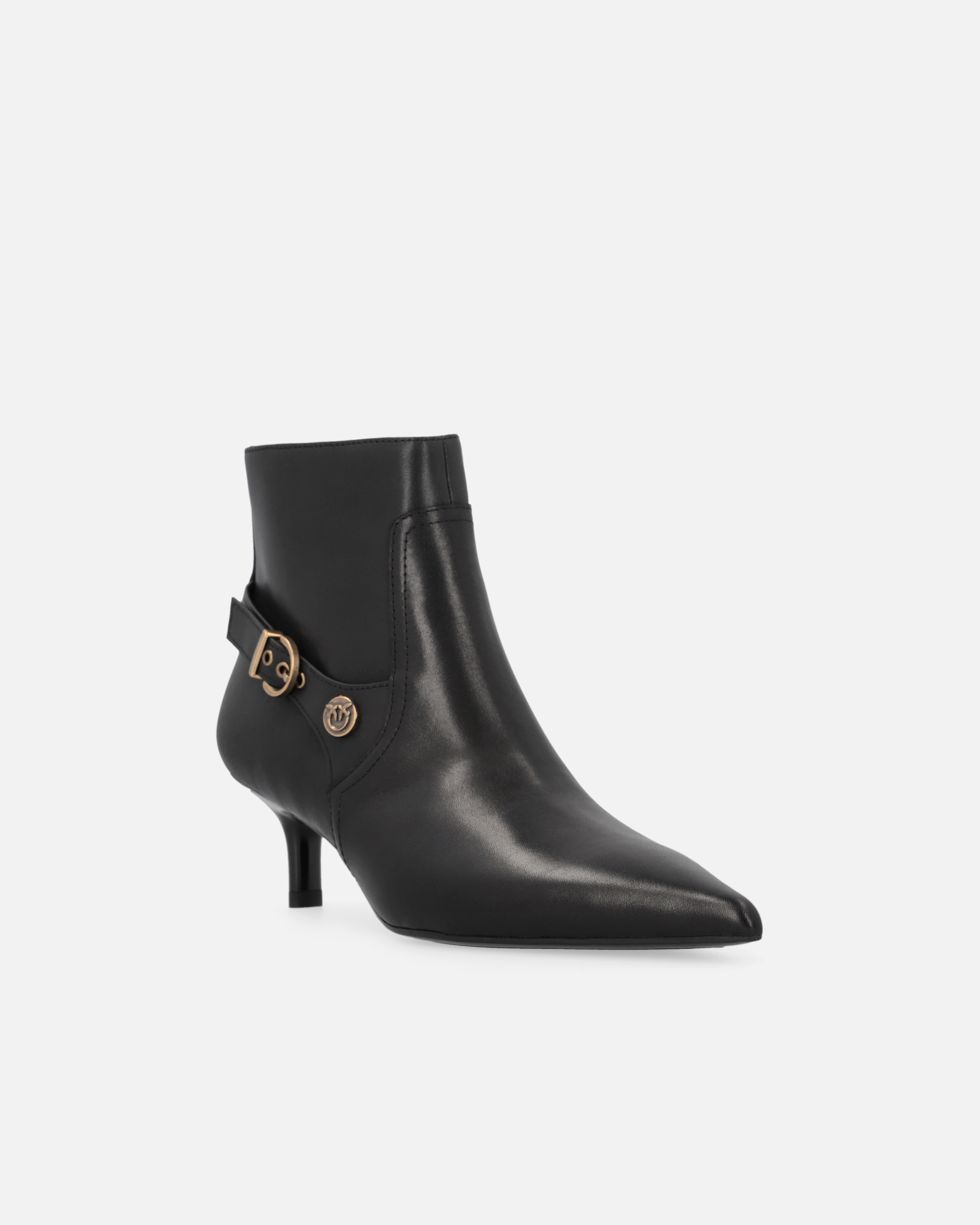 Pinko Booties With Love Birds Logo On The Strap In Black