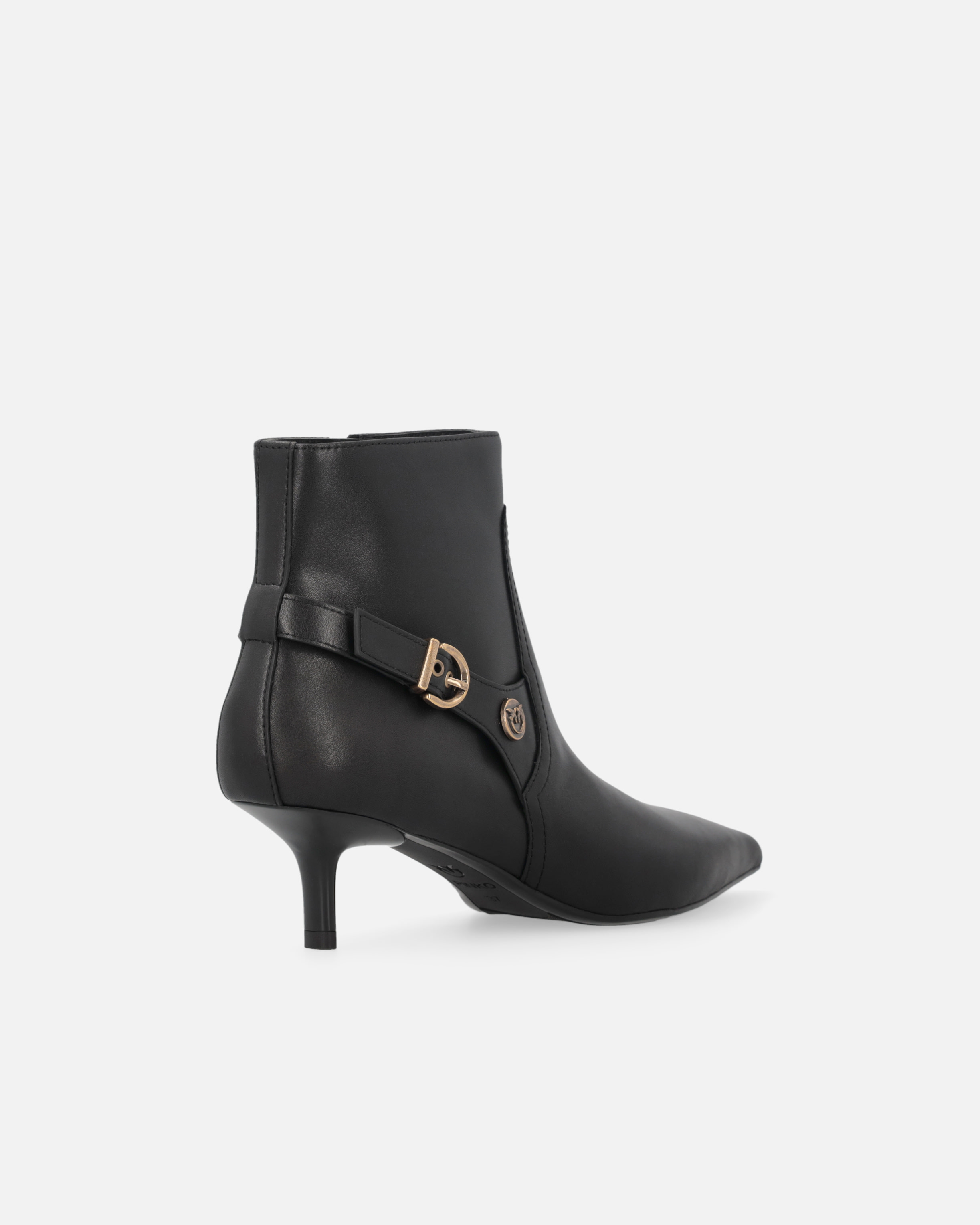 Pinko Booties With Love Birds Logo On The Strap In Black
