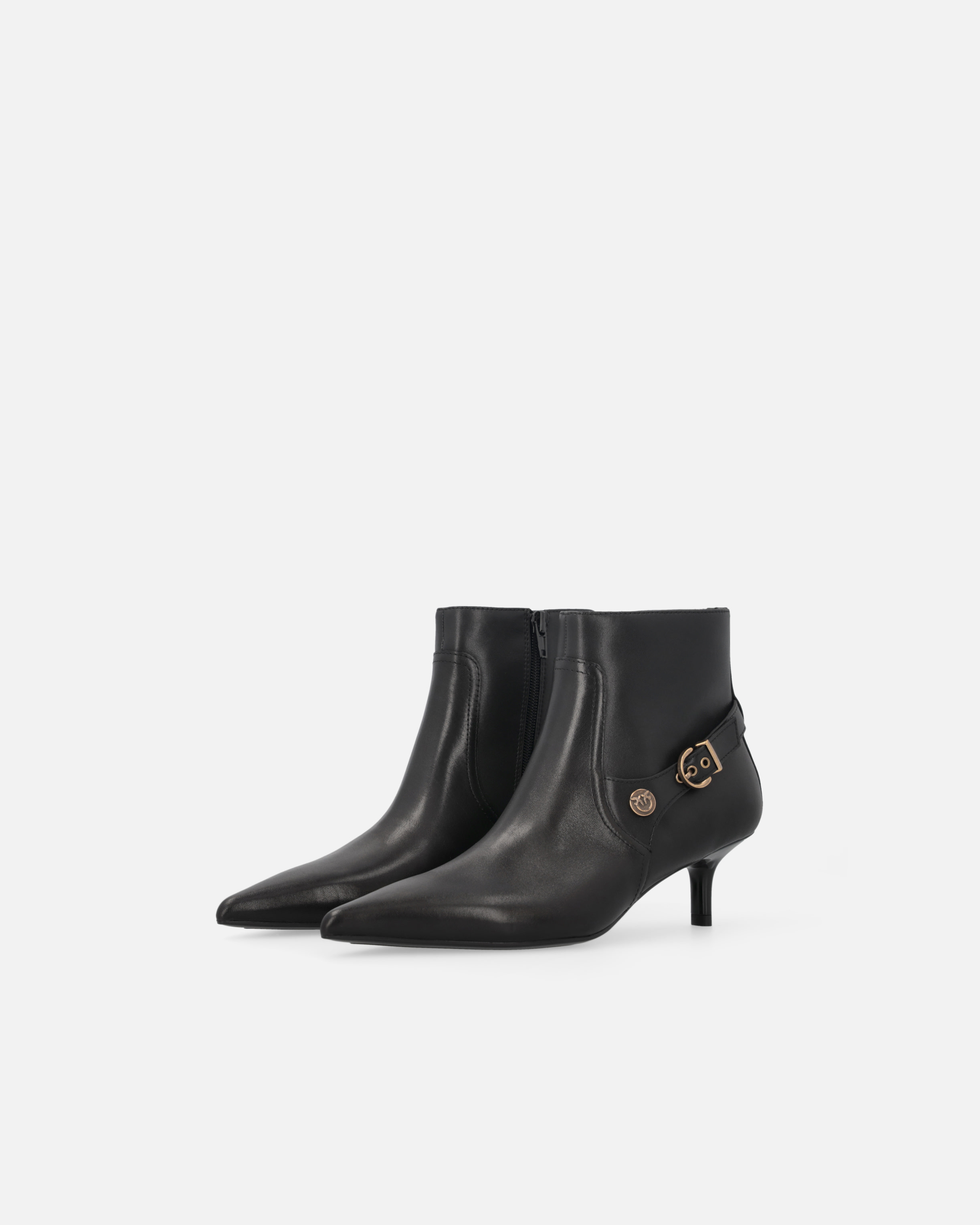 Pinko Booties With Love Birds Logo On The Strap In Black