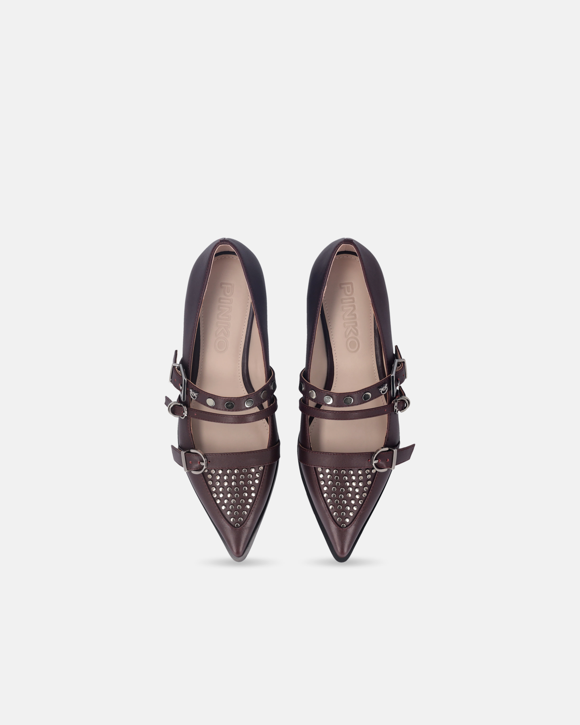 铆钉装饰皮革尖头芭蕾平底鞋 8